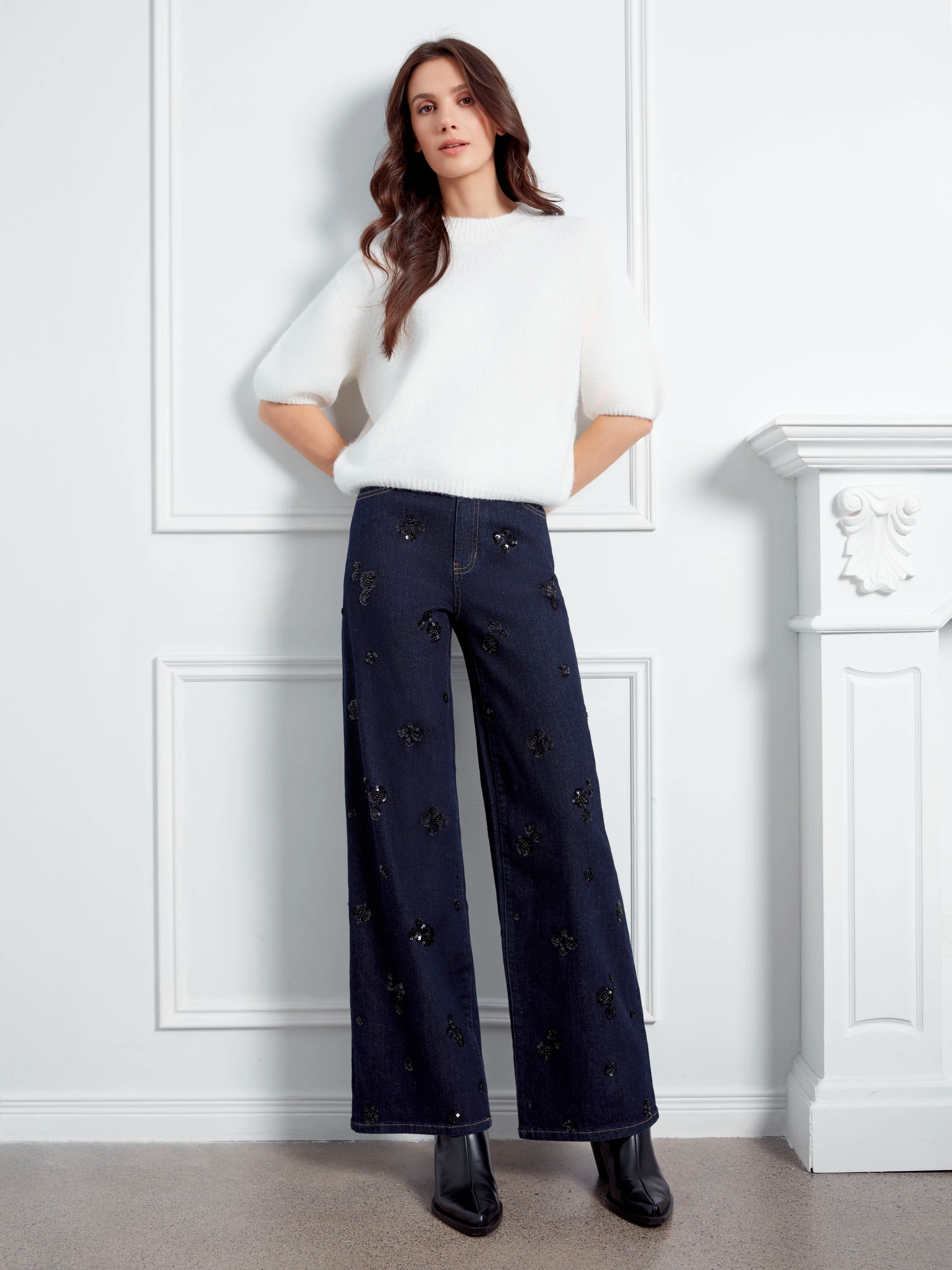 Balloon Elbow Sleeve Knit Sweater - Ecru - Image 10