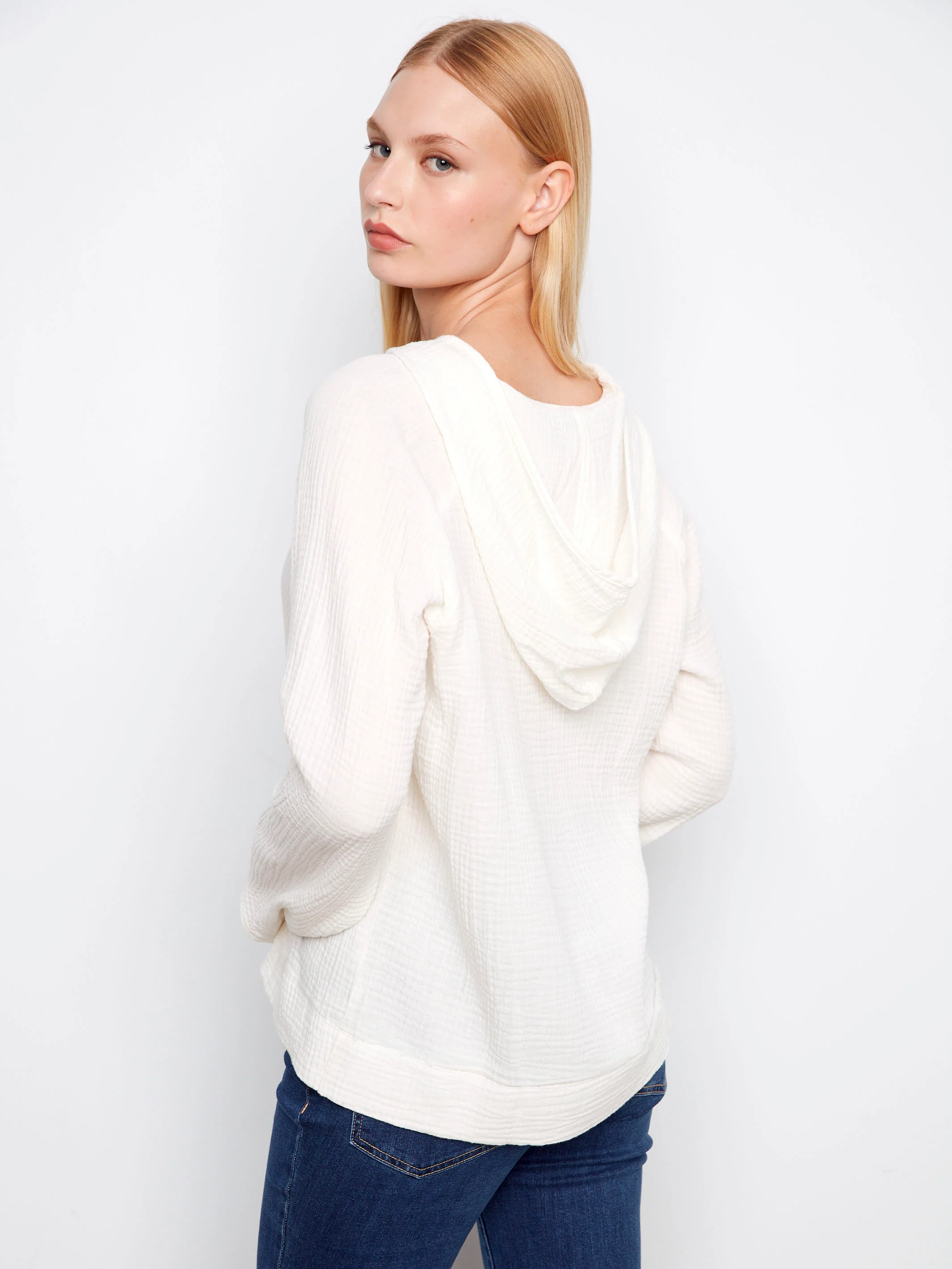 Bubble Cotton Hoodie - White - Image 3