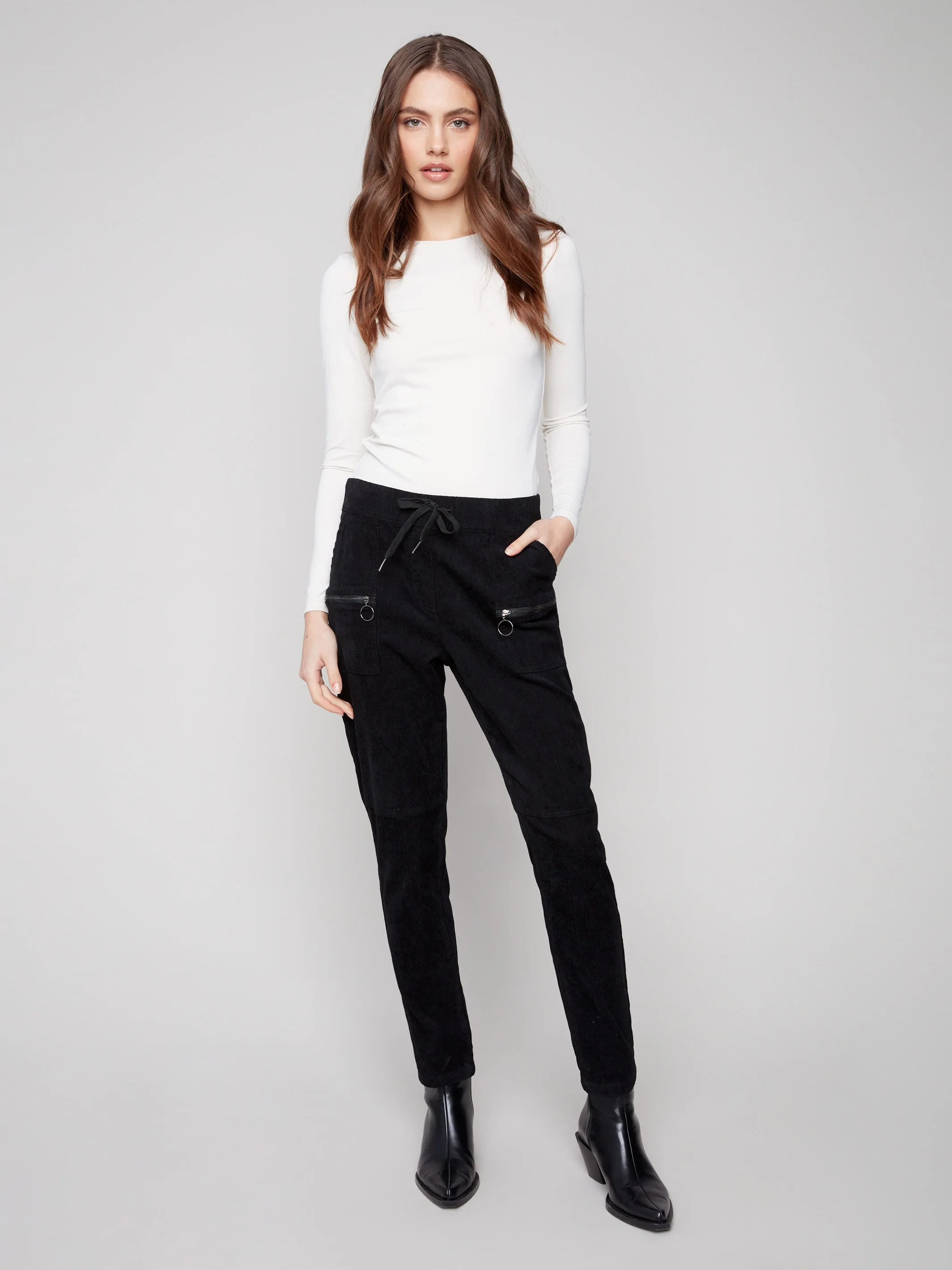 Corduroy Jogger Pants - Black