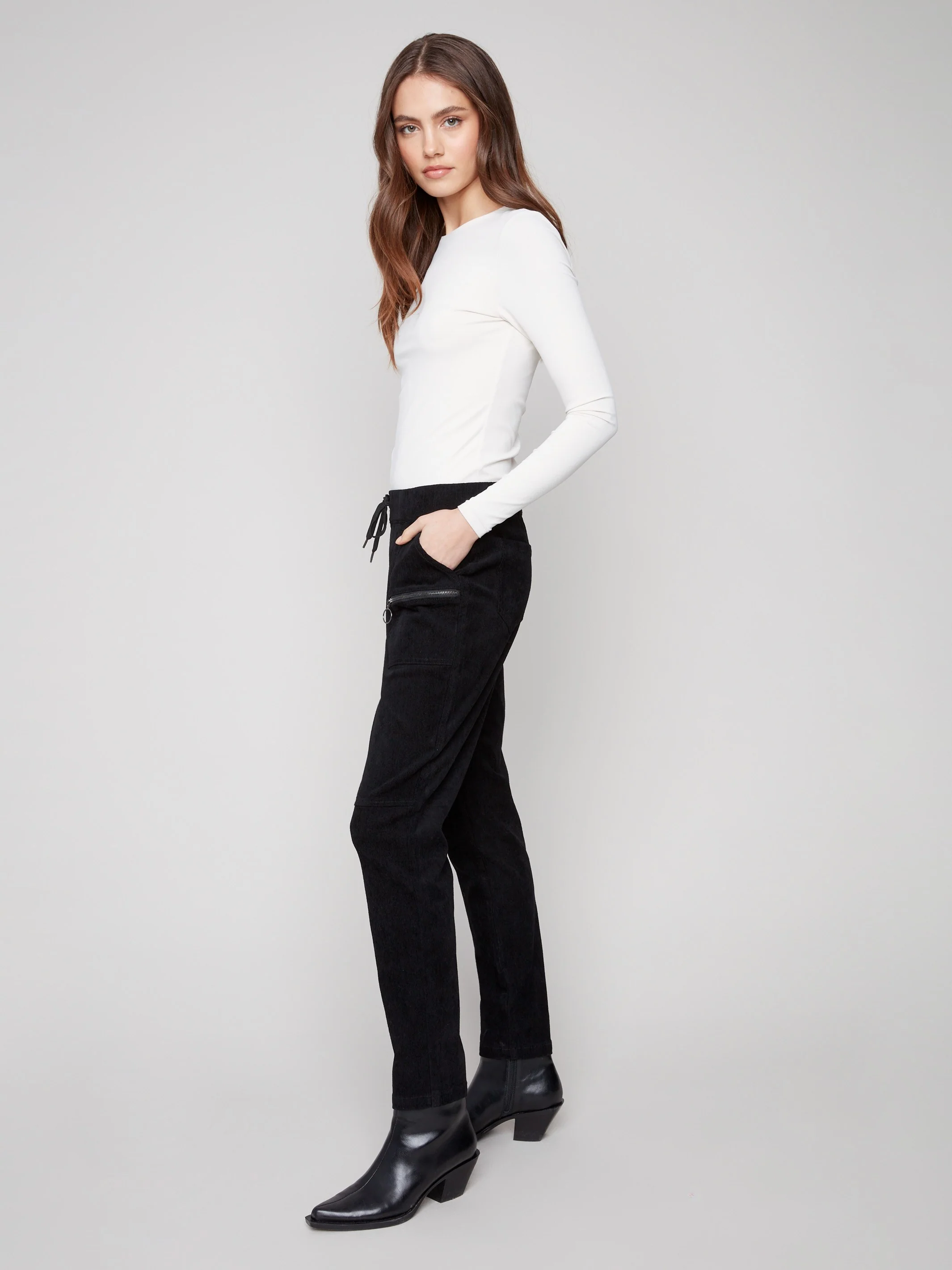 Corduroy Jogger Pants - Black - Image 3