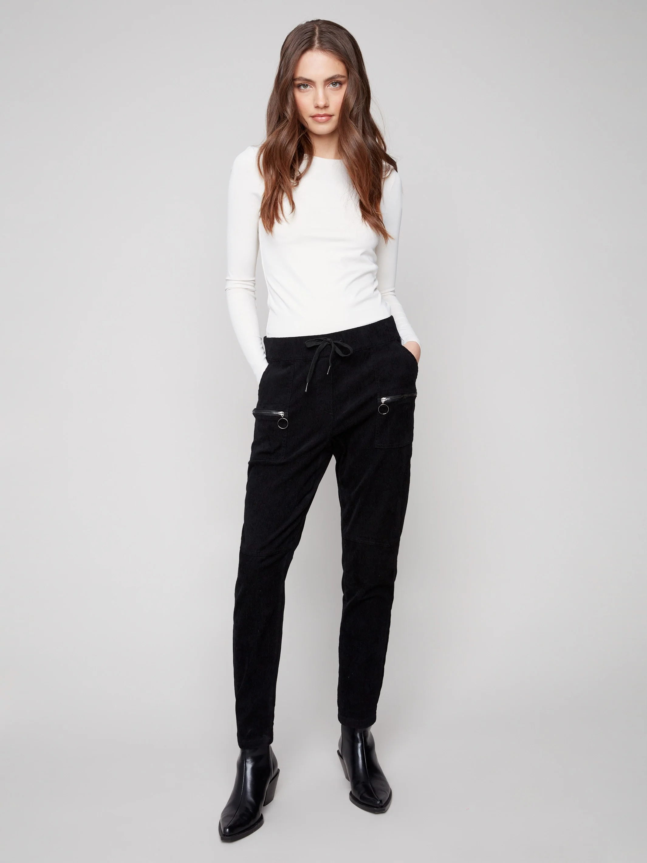 Corduroy Jogger Pants - Black - Image 4