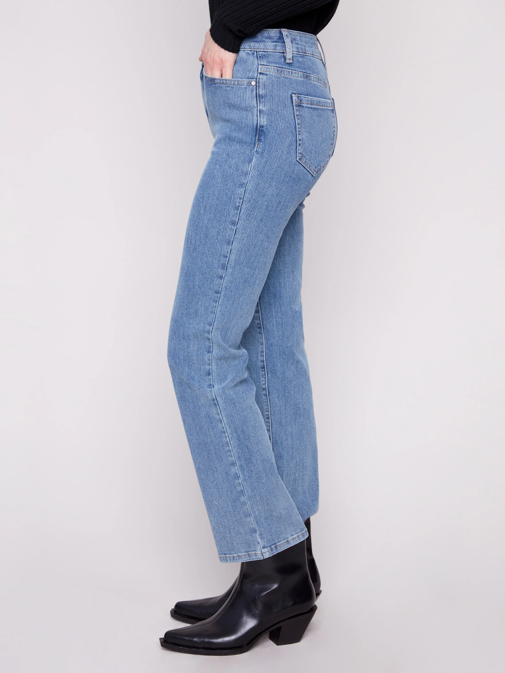 Corduroy Straight Leg Pants - Denim - Image 3