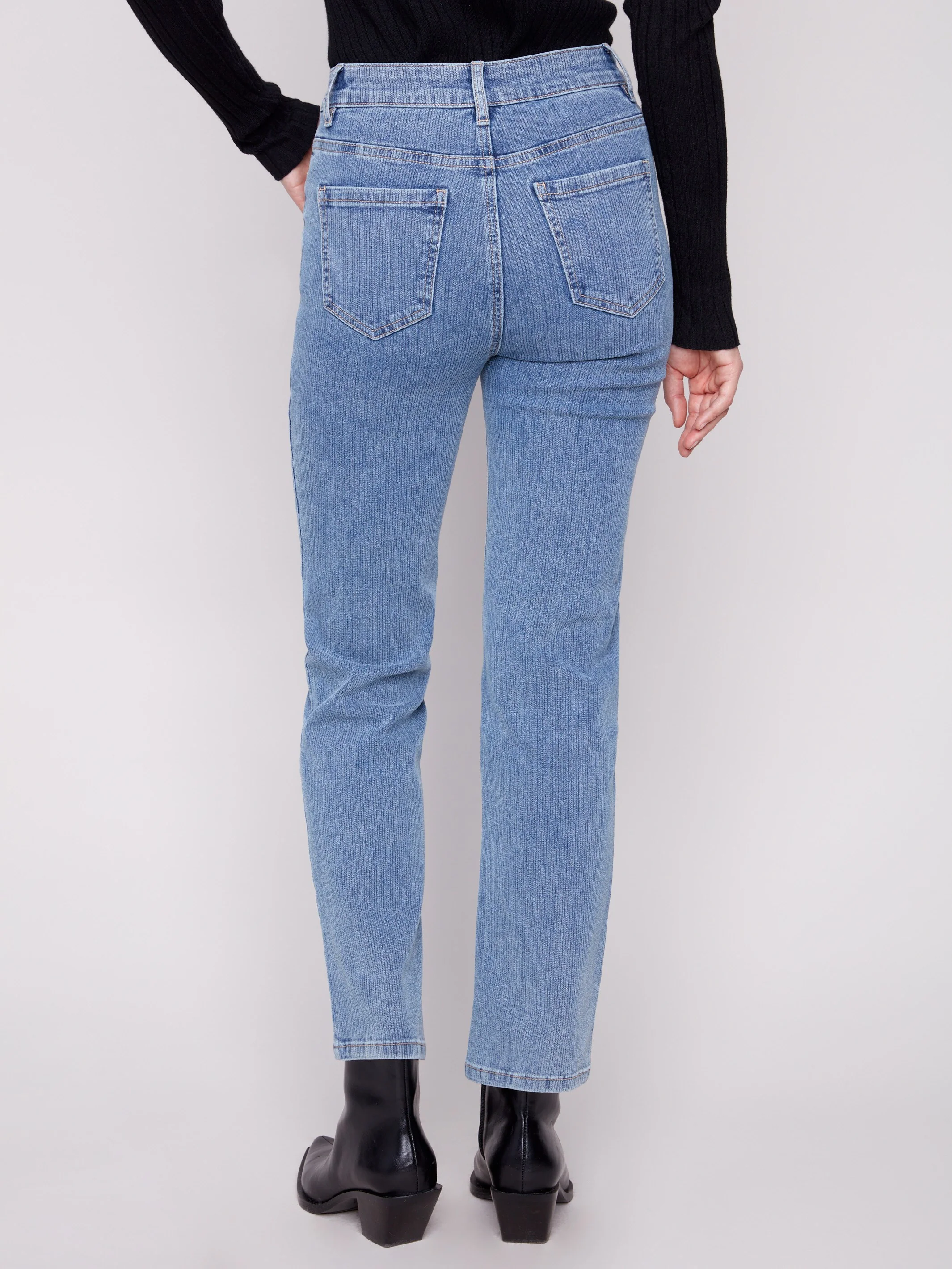 Corduroy Straight Leg Pants - Denim - Image 4