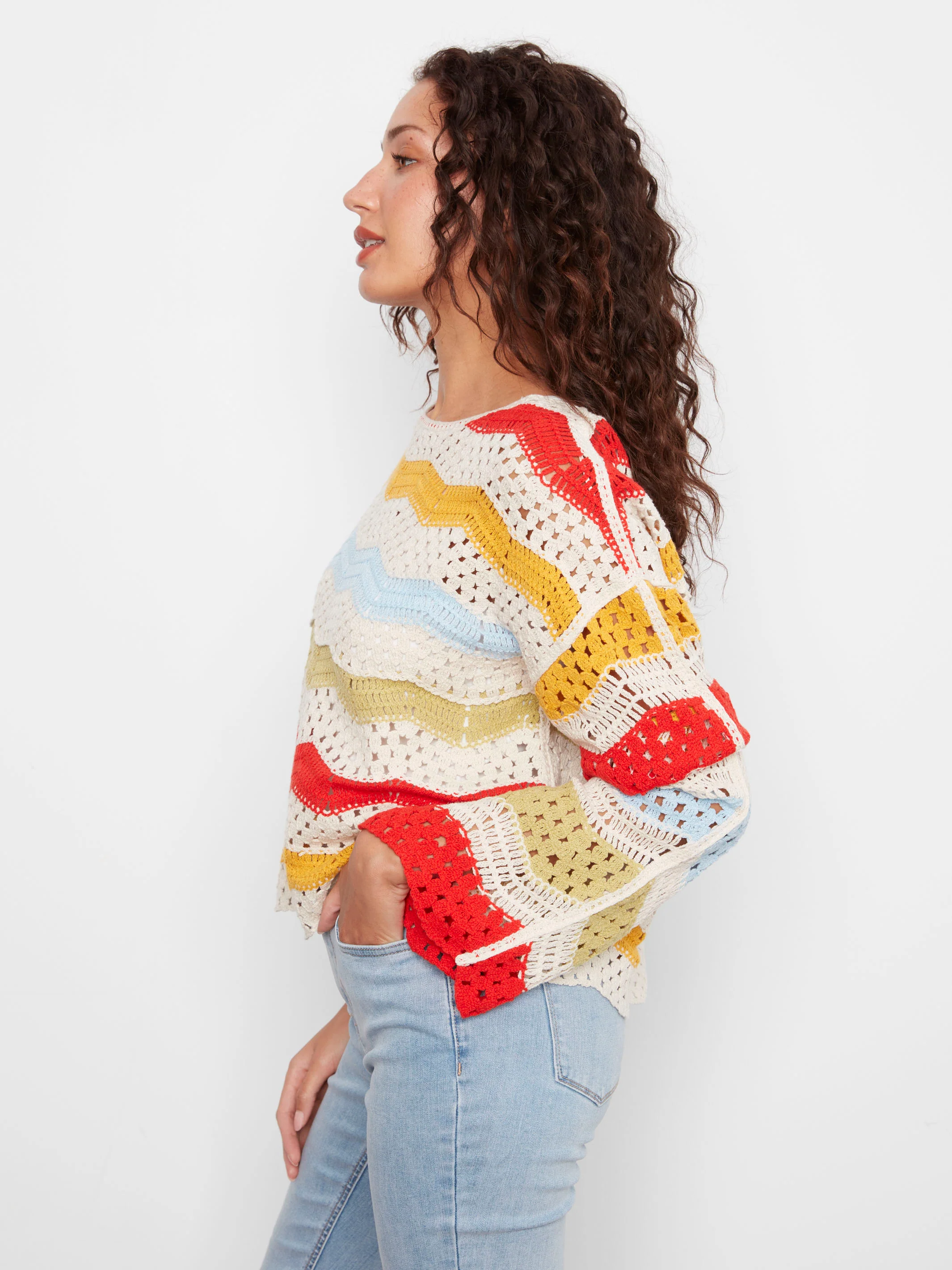Cotton Blend Crochet Top - Sunshine - Image 3