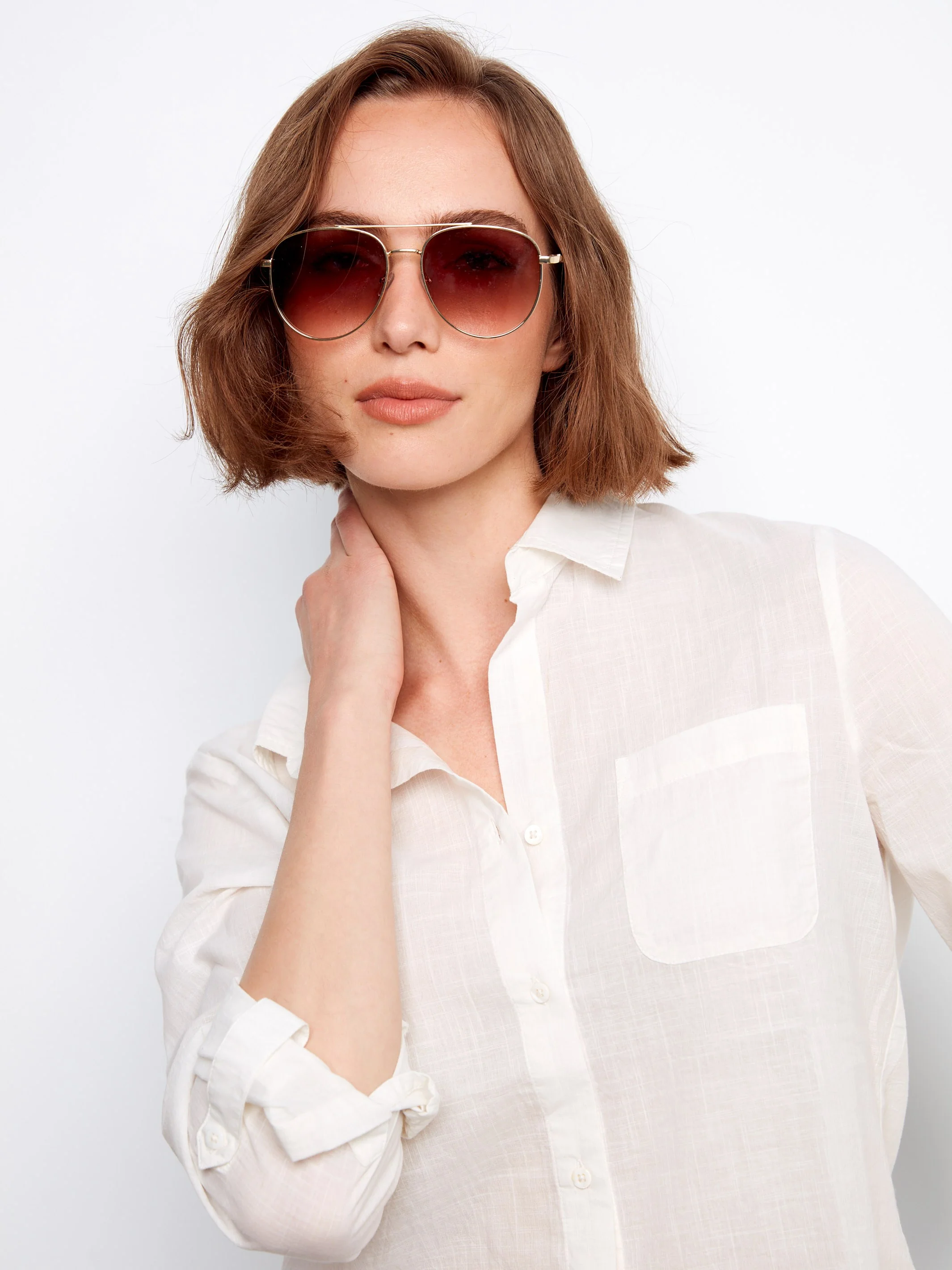 Cotton Button-Up Shirt - White - Image 8