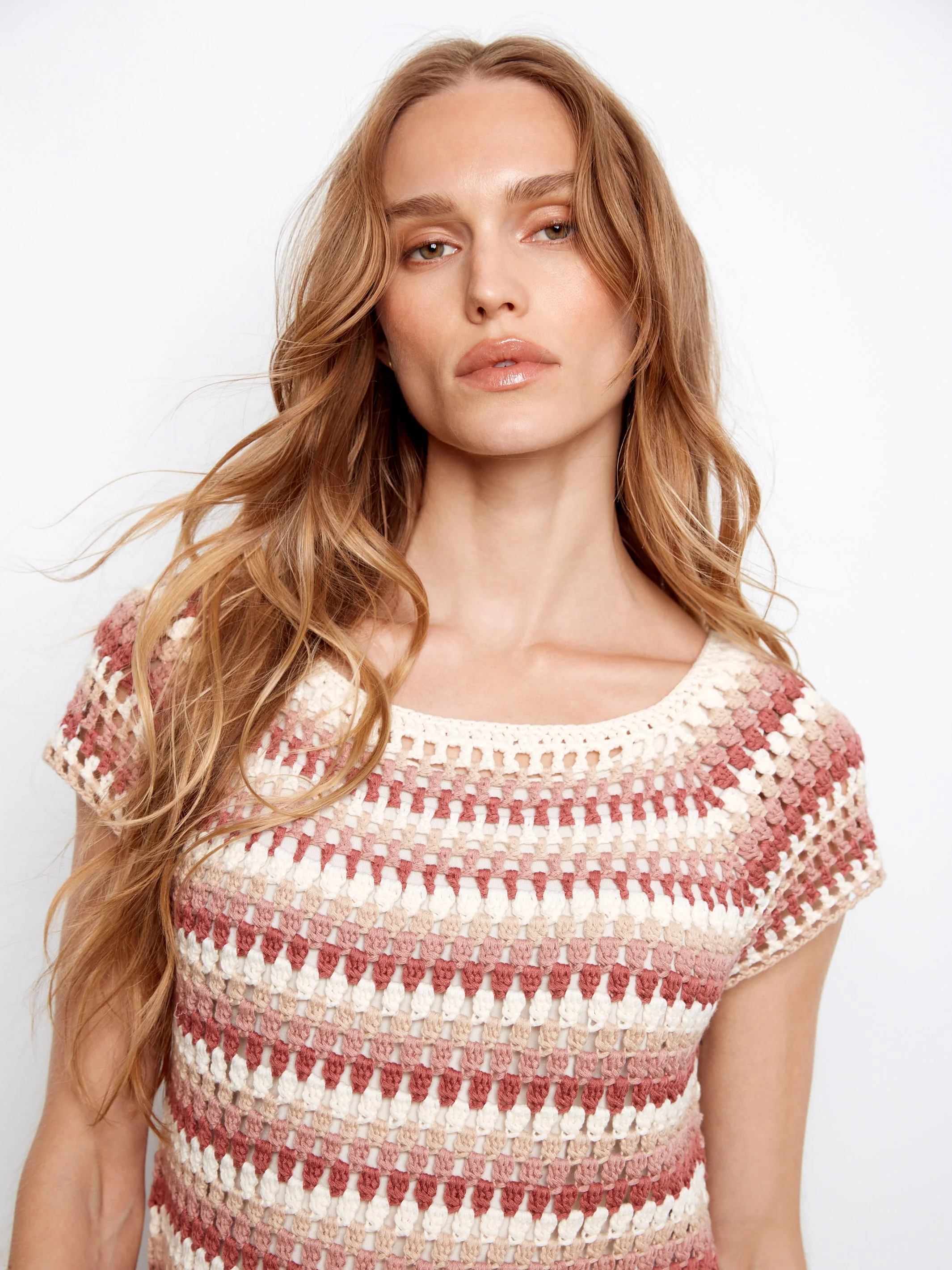 Crochet Cap Sleeve Top - Carnation - Image 3