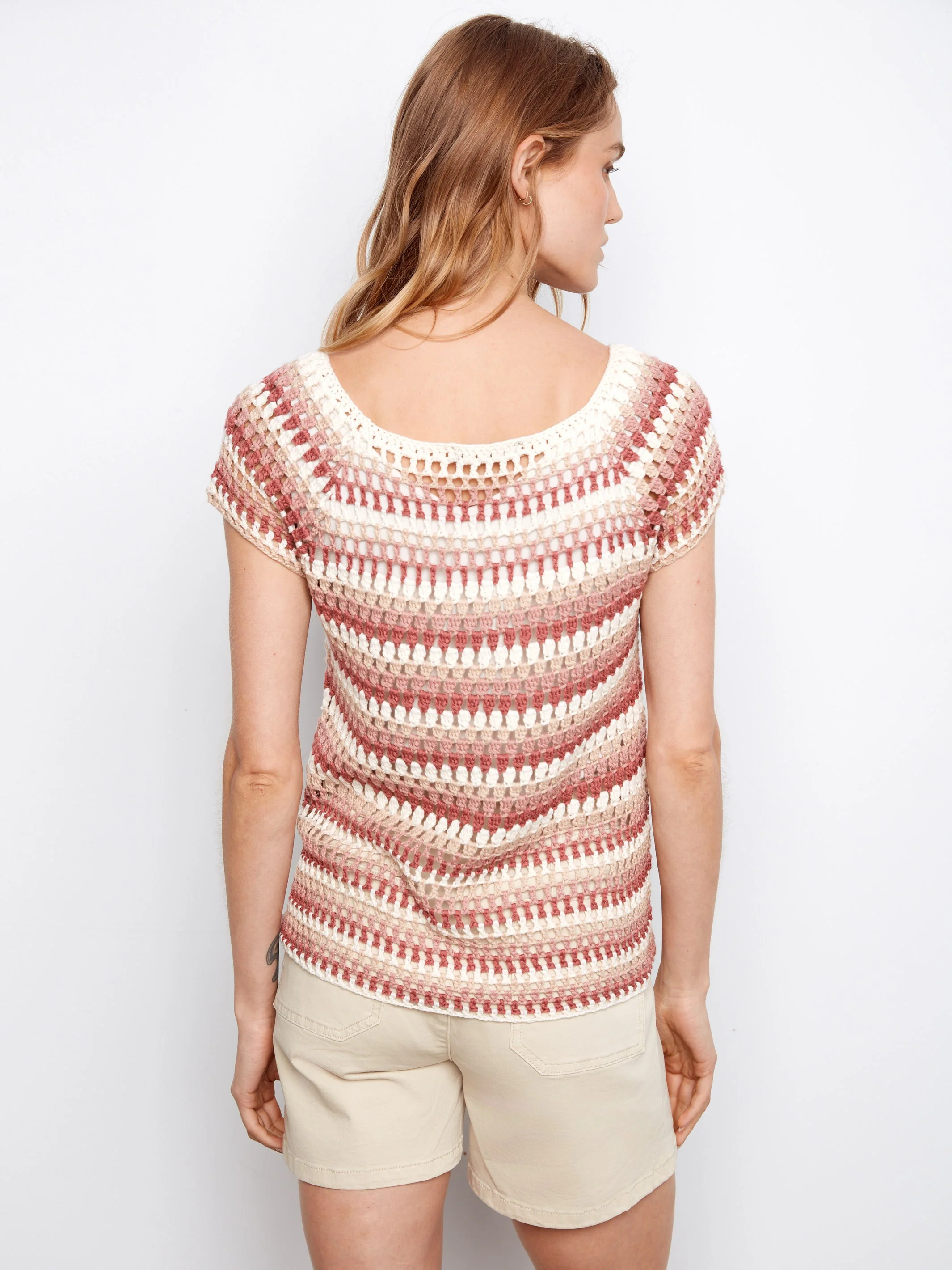 Crochet Cap Sleeve Top - Carnation - Image 5