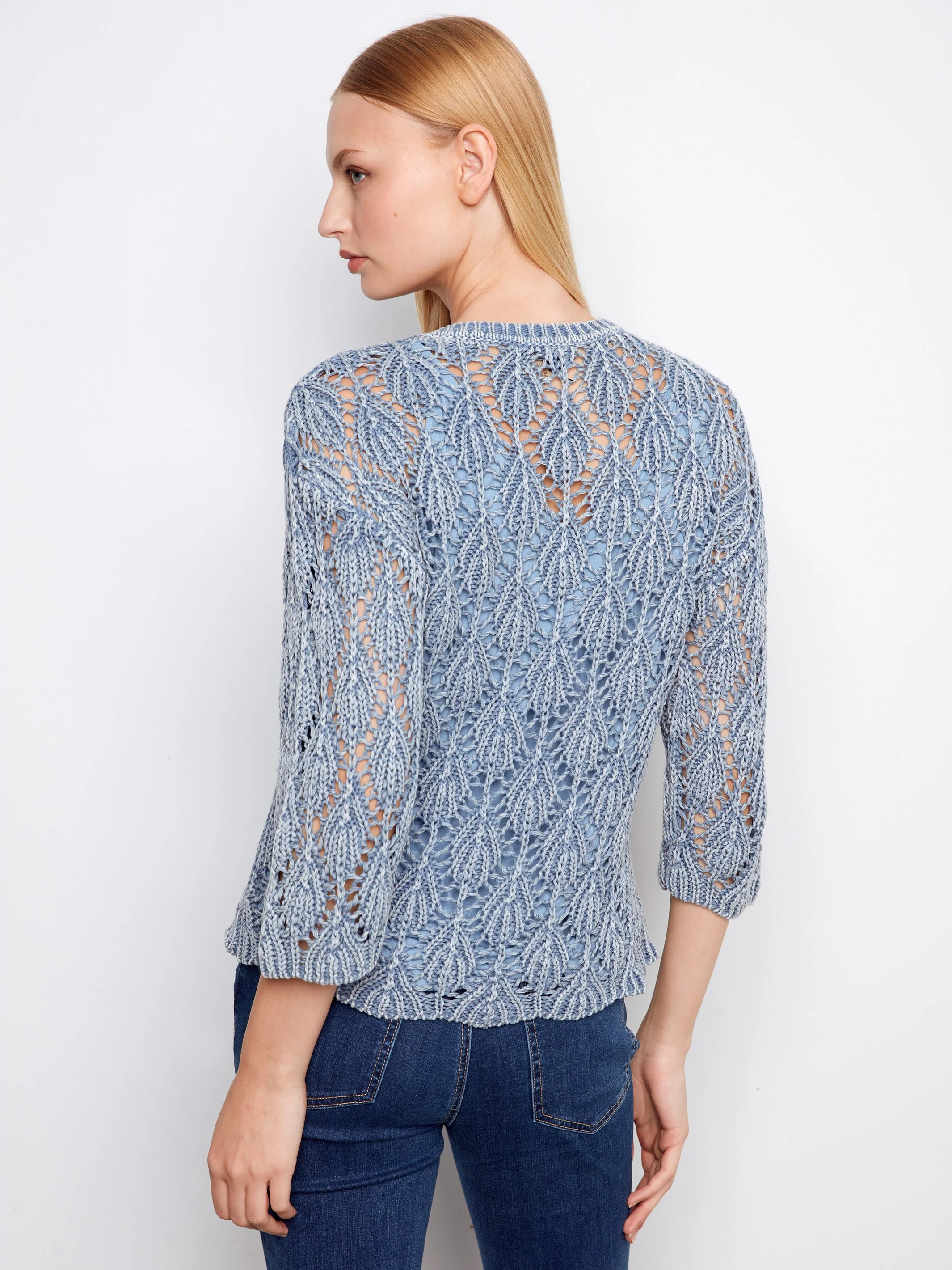 Crochet Crew Neck Sweater - Haze - Image 5