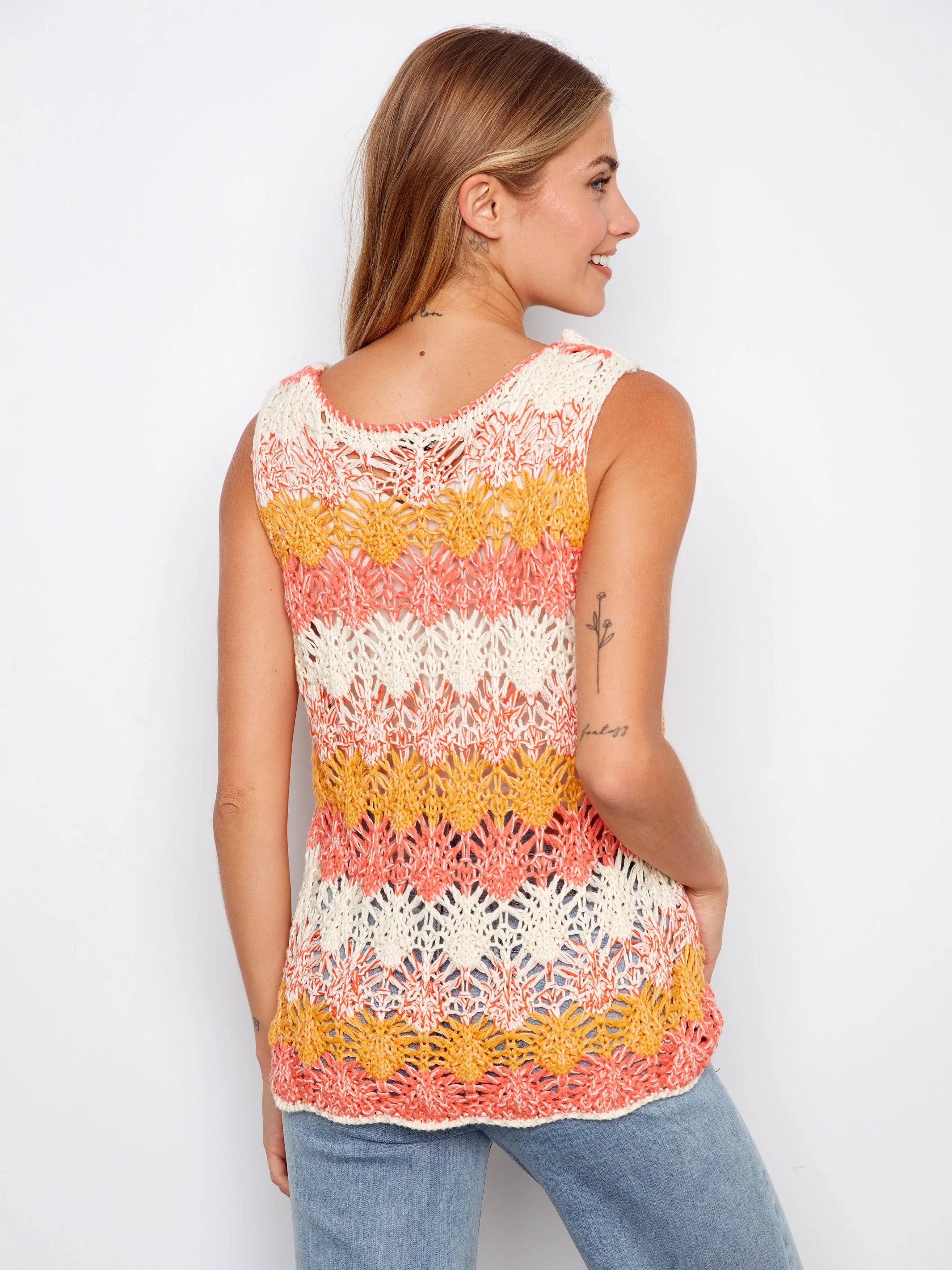 Crochet Tank Top - Apricot - Image 4