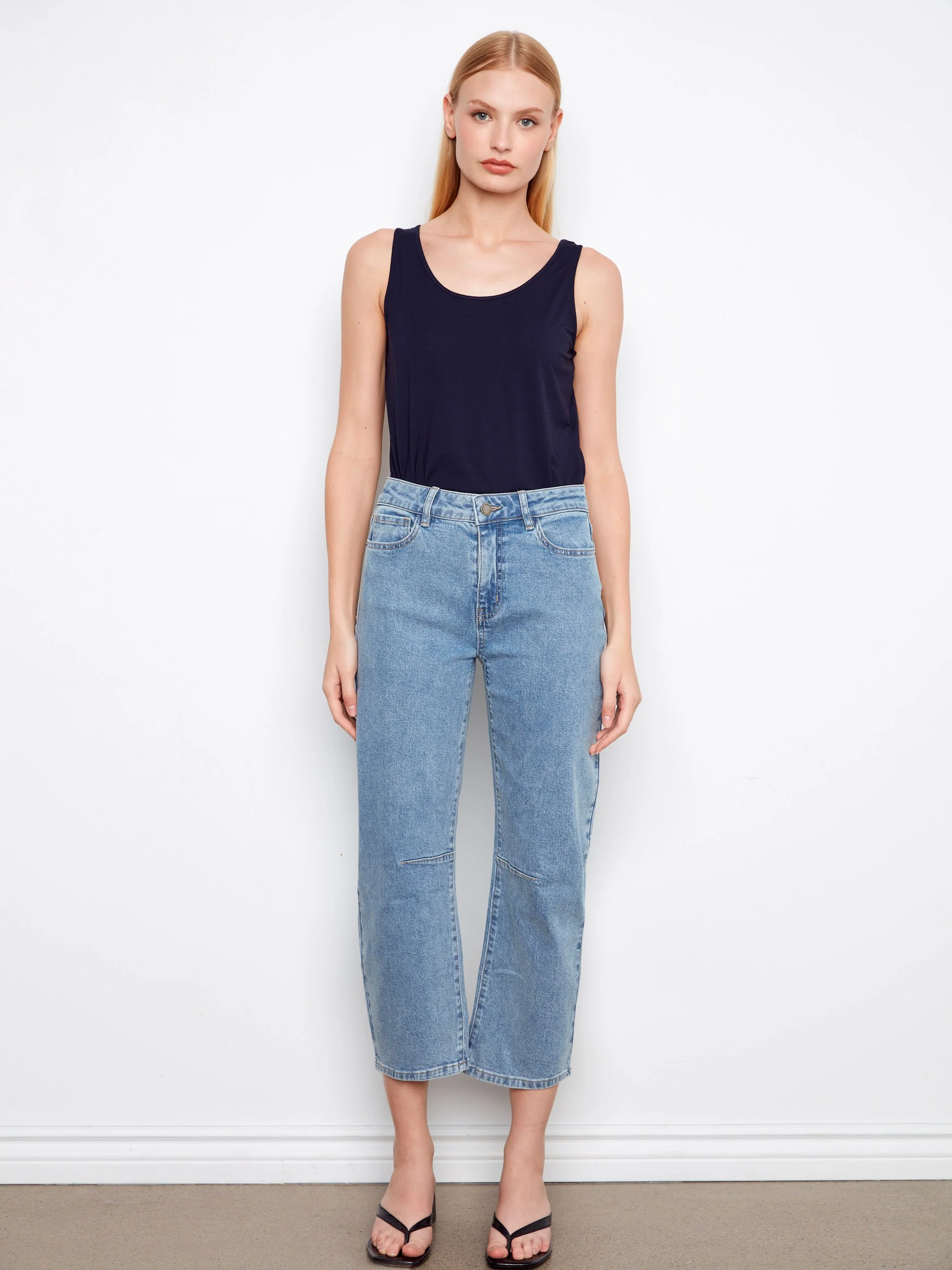 Cropped Barrel Jeans - Denim Blue - Image 5
