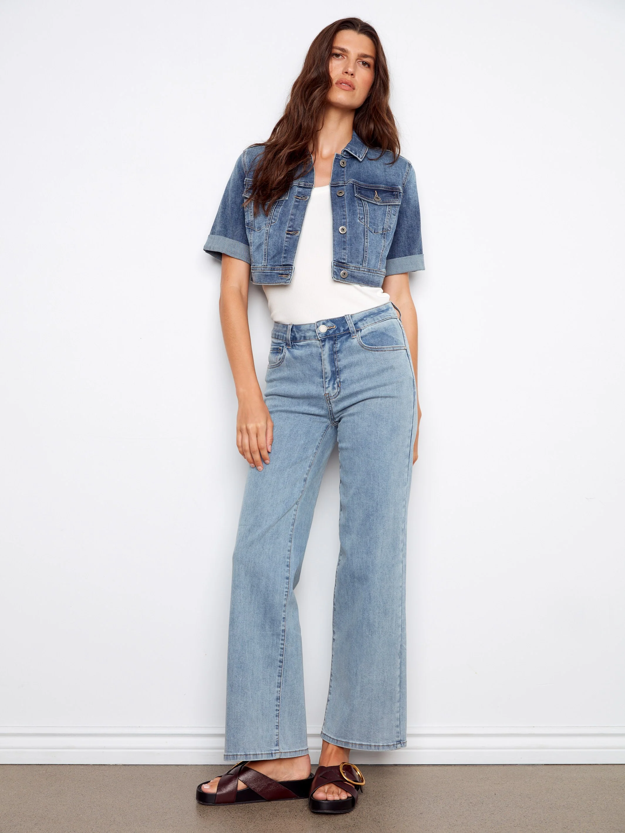 Cropped Denim Jacket - Medium Blue - Image 6