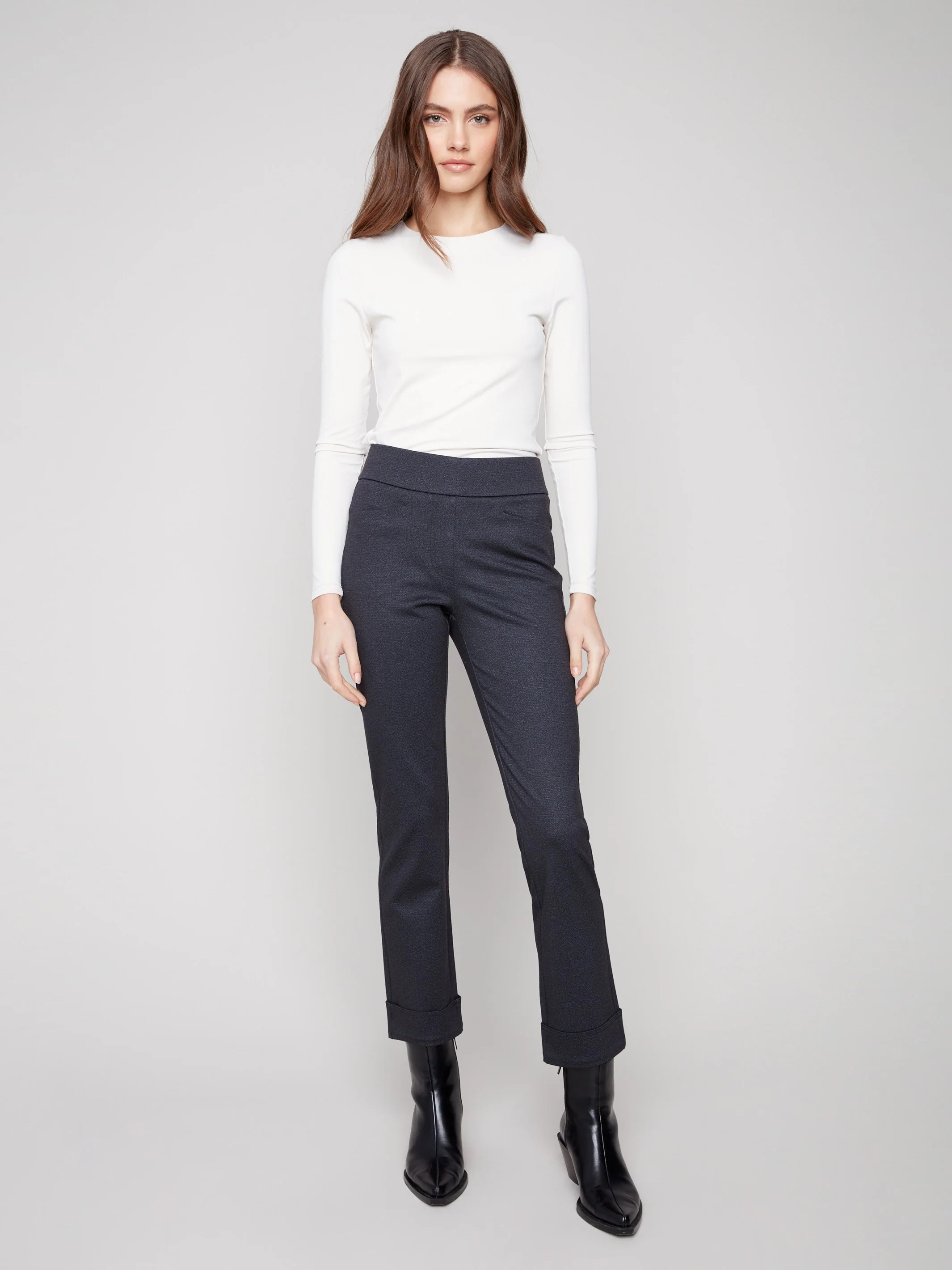 Cuffed Ponte Pants - Navy - Image 5