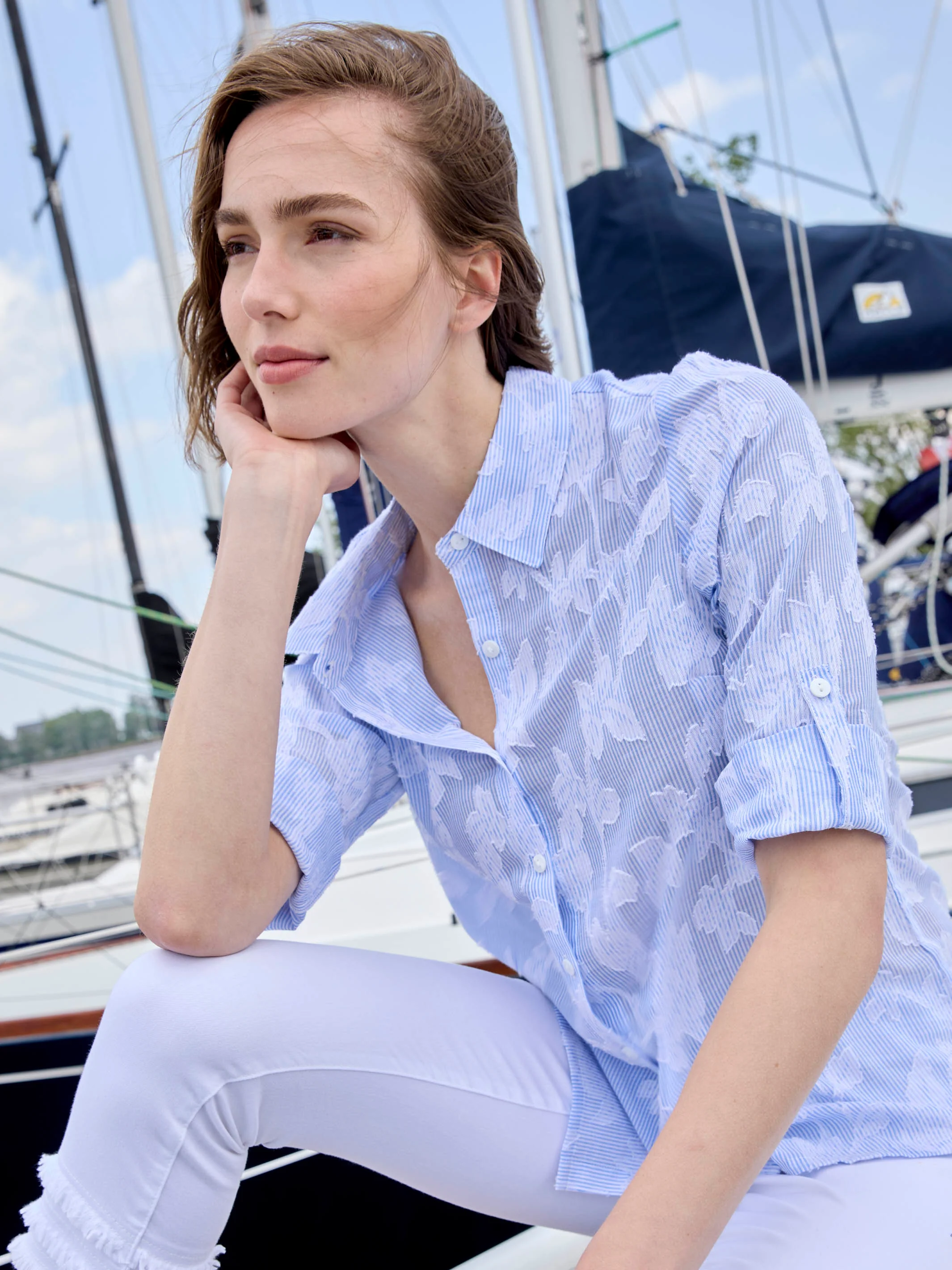 Embroidered Cotton Shirt - Stripes - Image 2