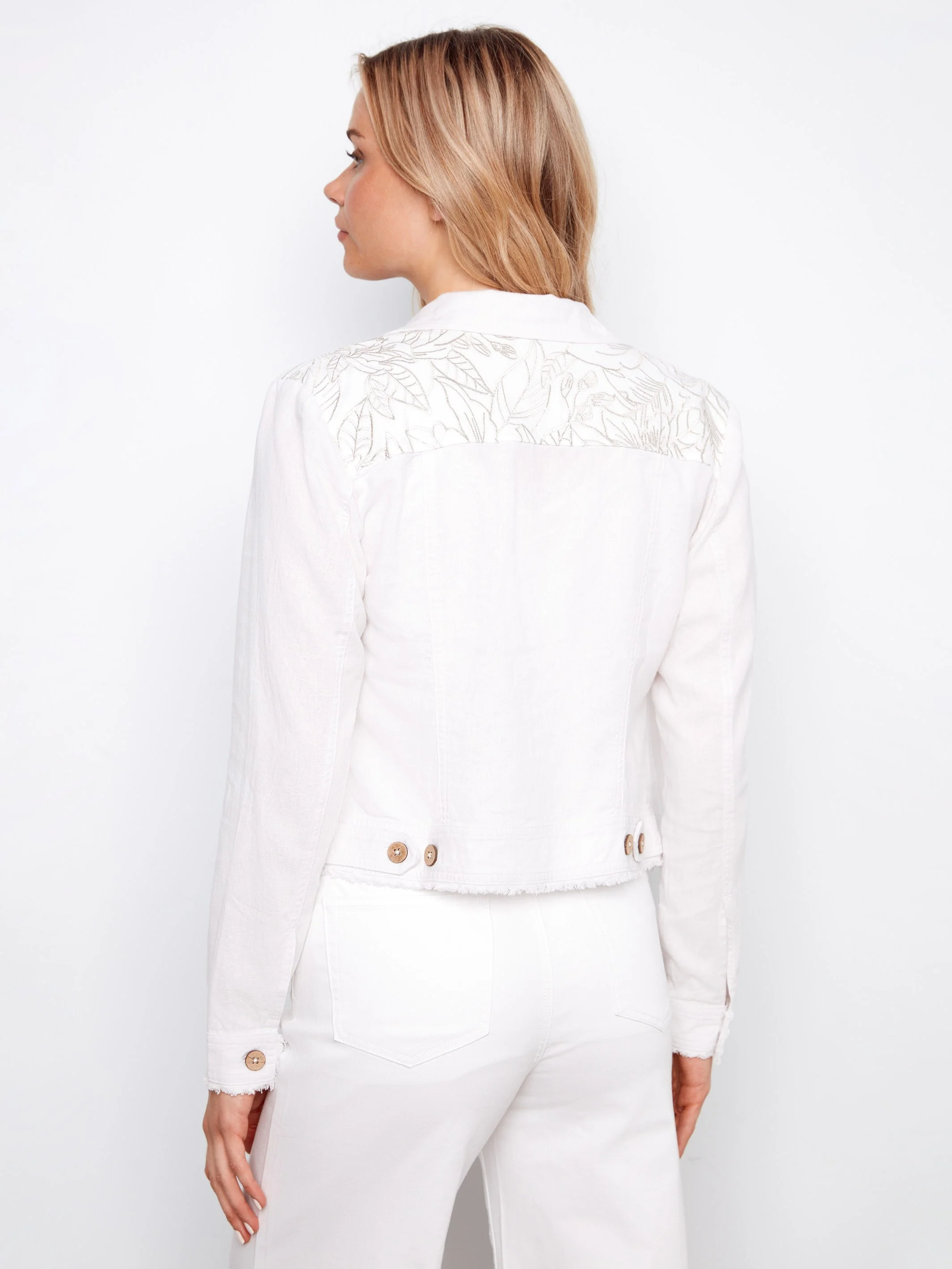Embroidered Linen Blend Jacket - Embroidered - Image 3