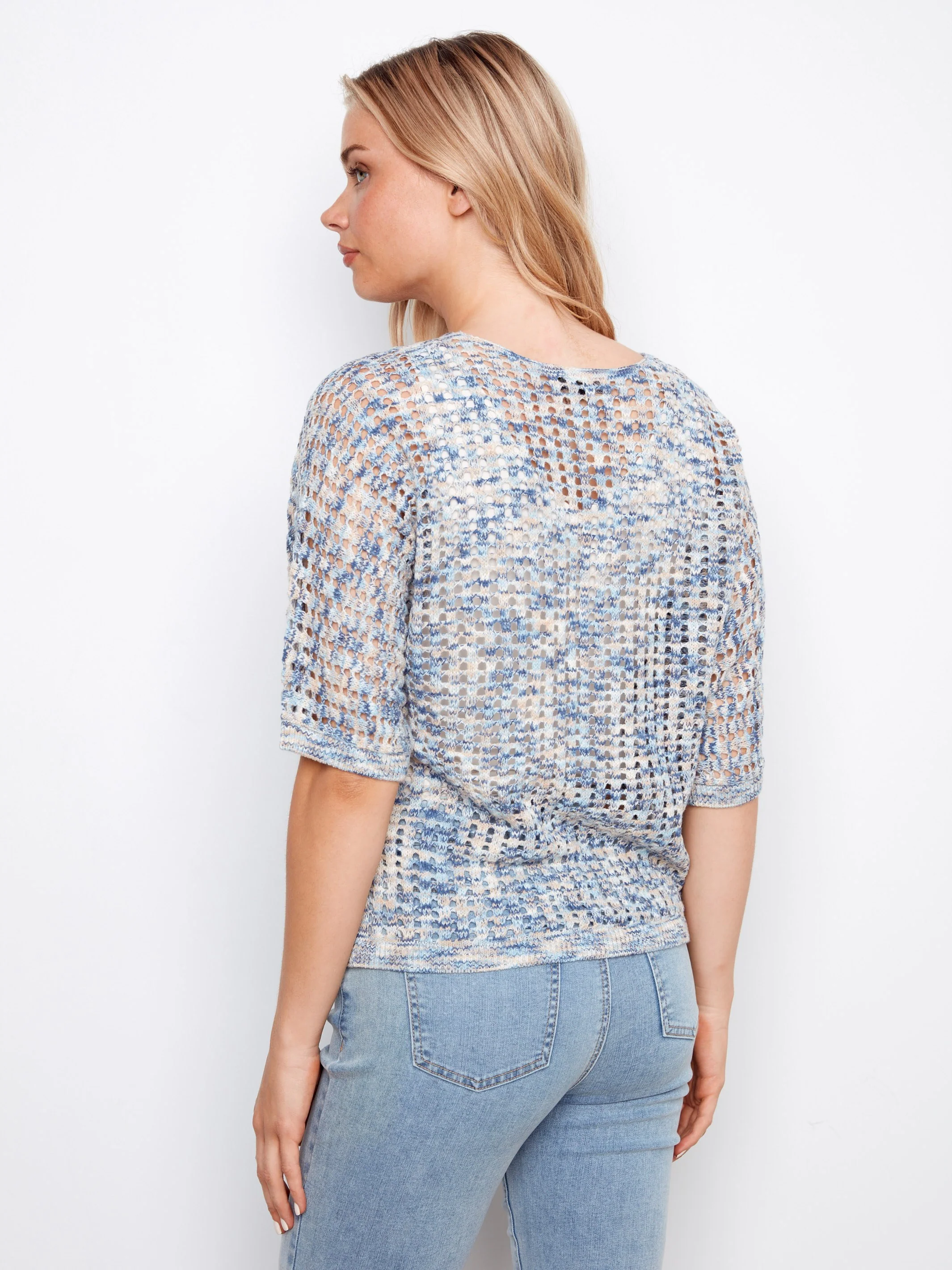 Fishnet Dolman Sweater - Bluebell - Image 4