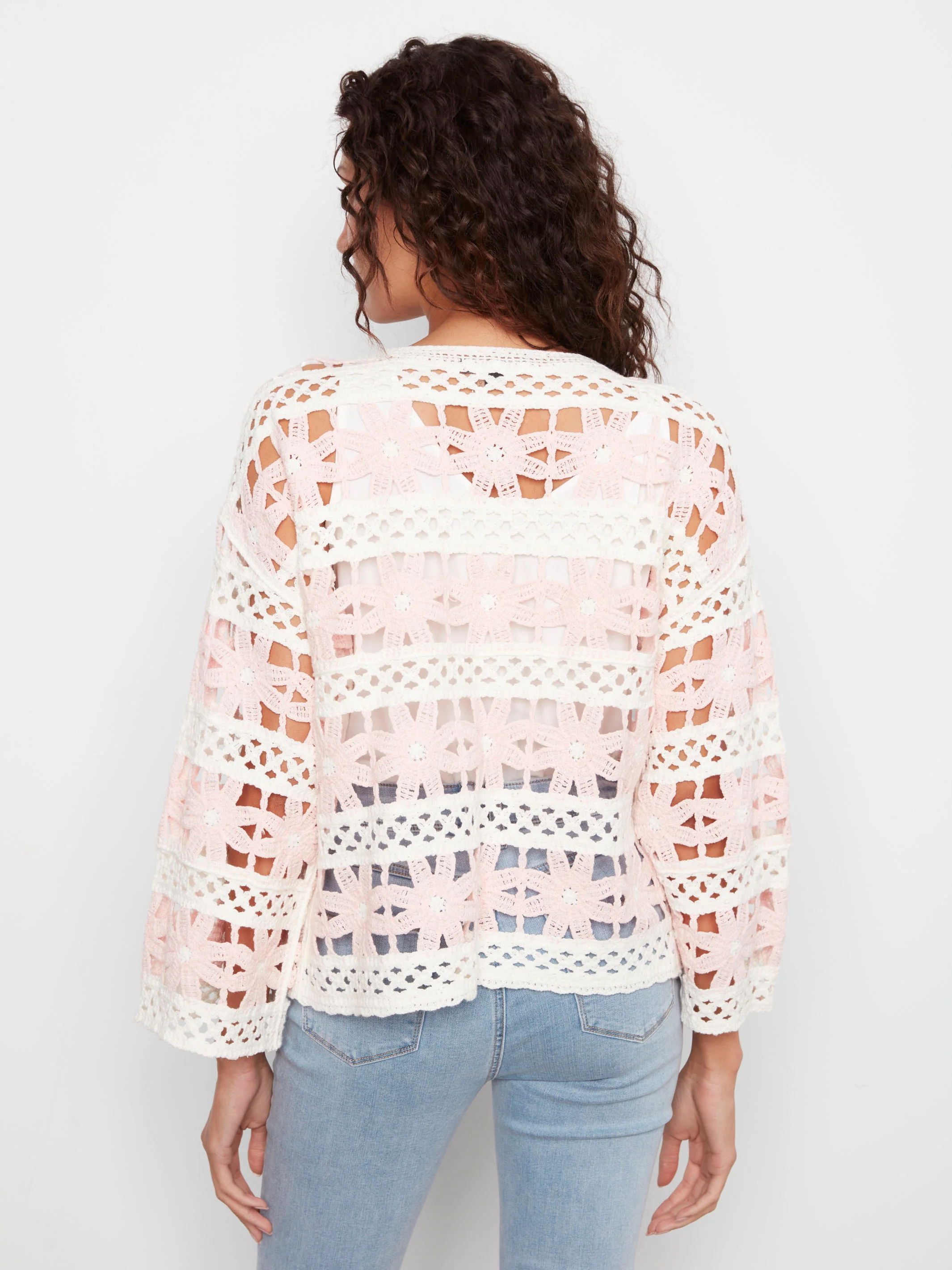 Floral Cotton Blend Crochet Top - Charm - Image 6