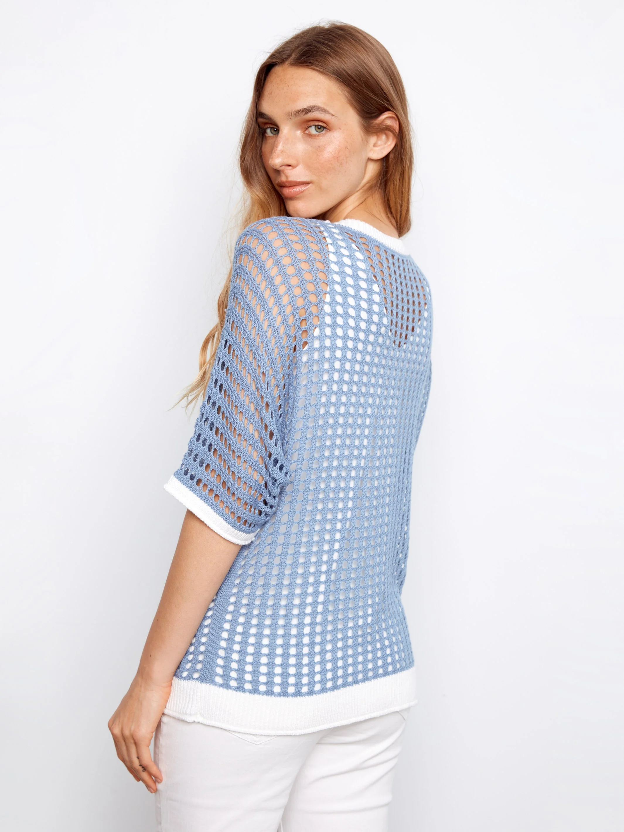 Floral Fishnet Dolman Sweater - Haze - Image 3