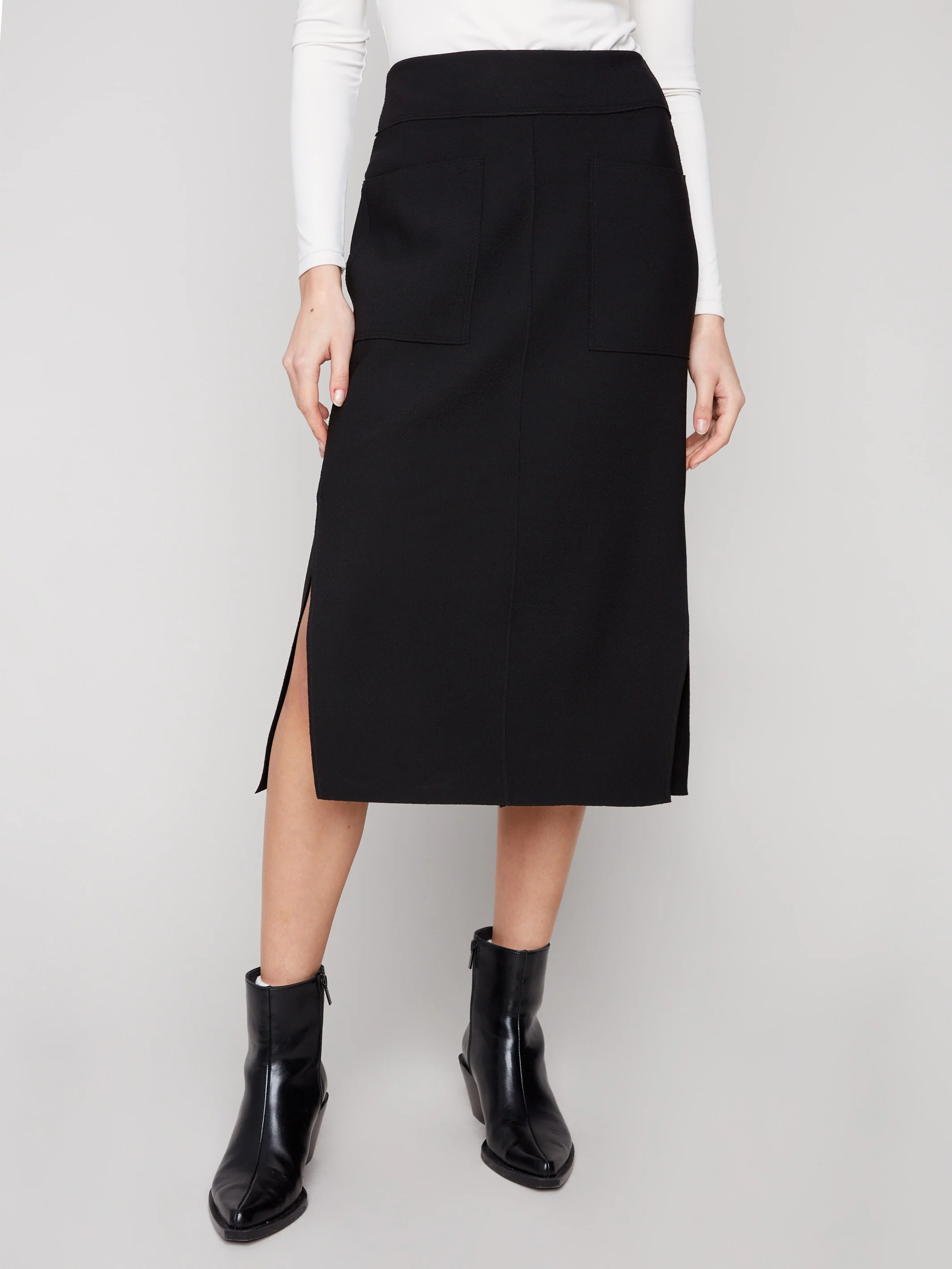 Gutsy Crepe Skirt With Patch Pockets - Black - Image 6