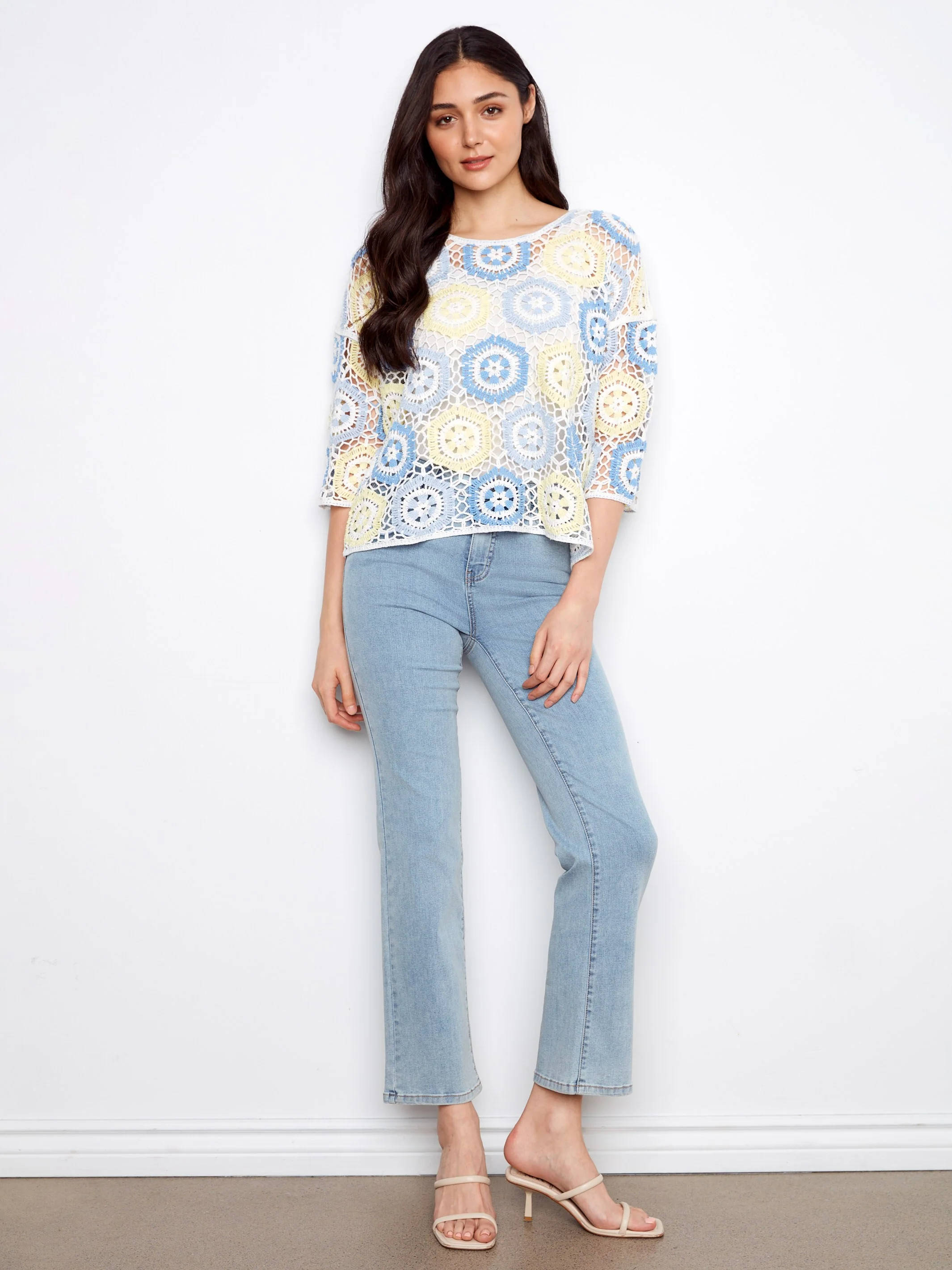 Geometric Hand-Crochet Top - Azure - Image 2