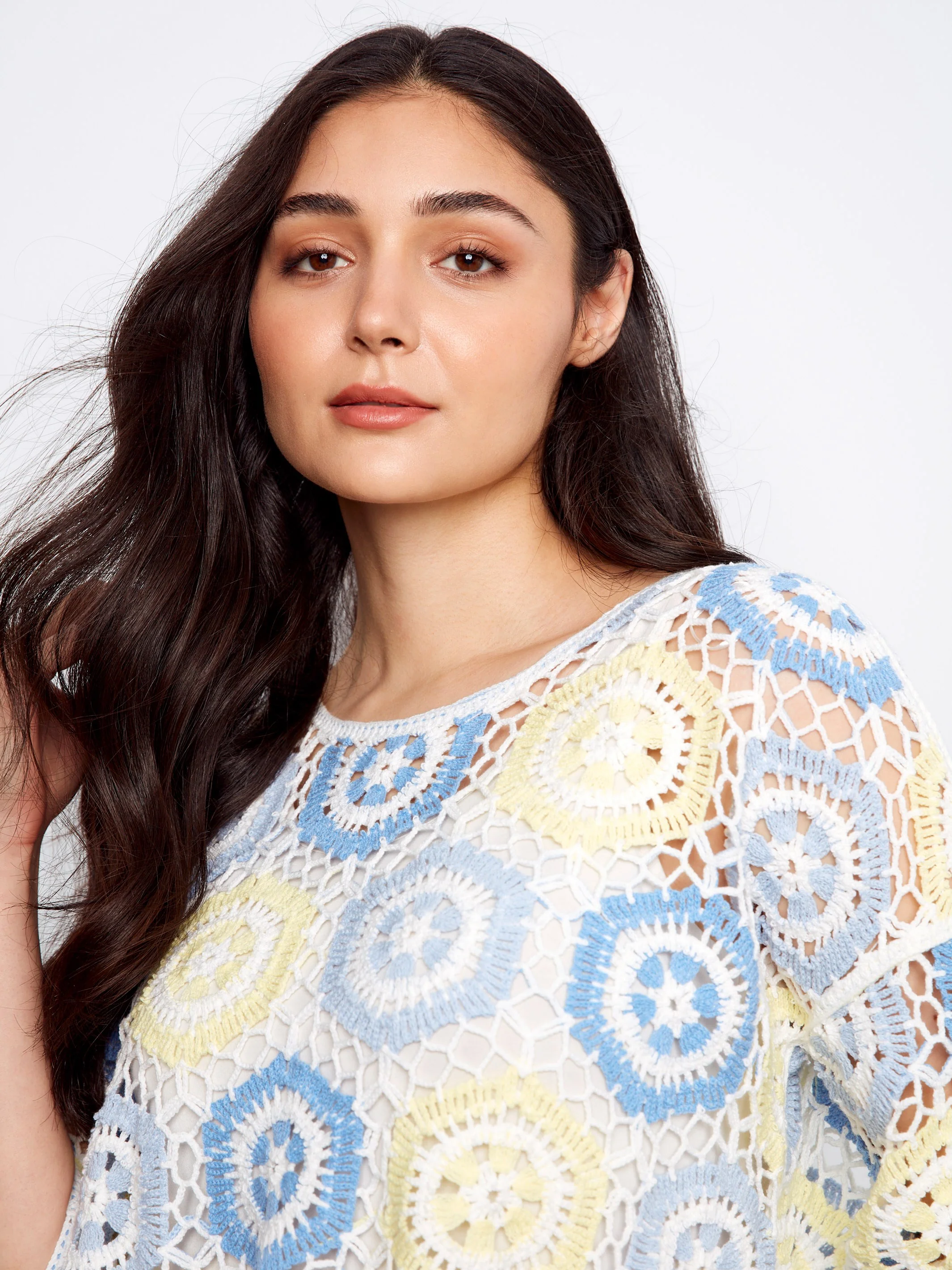 Geometric Hand-Crochet Top - Azure - Image 3