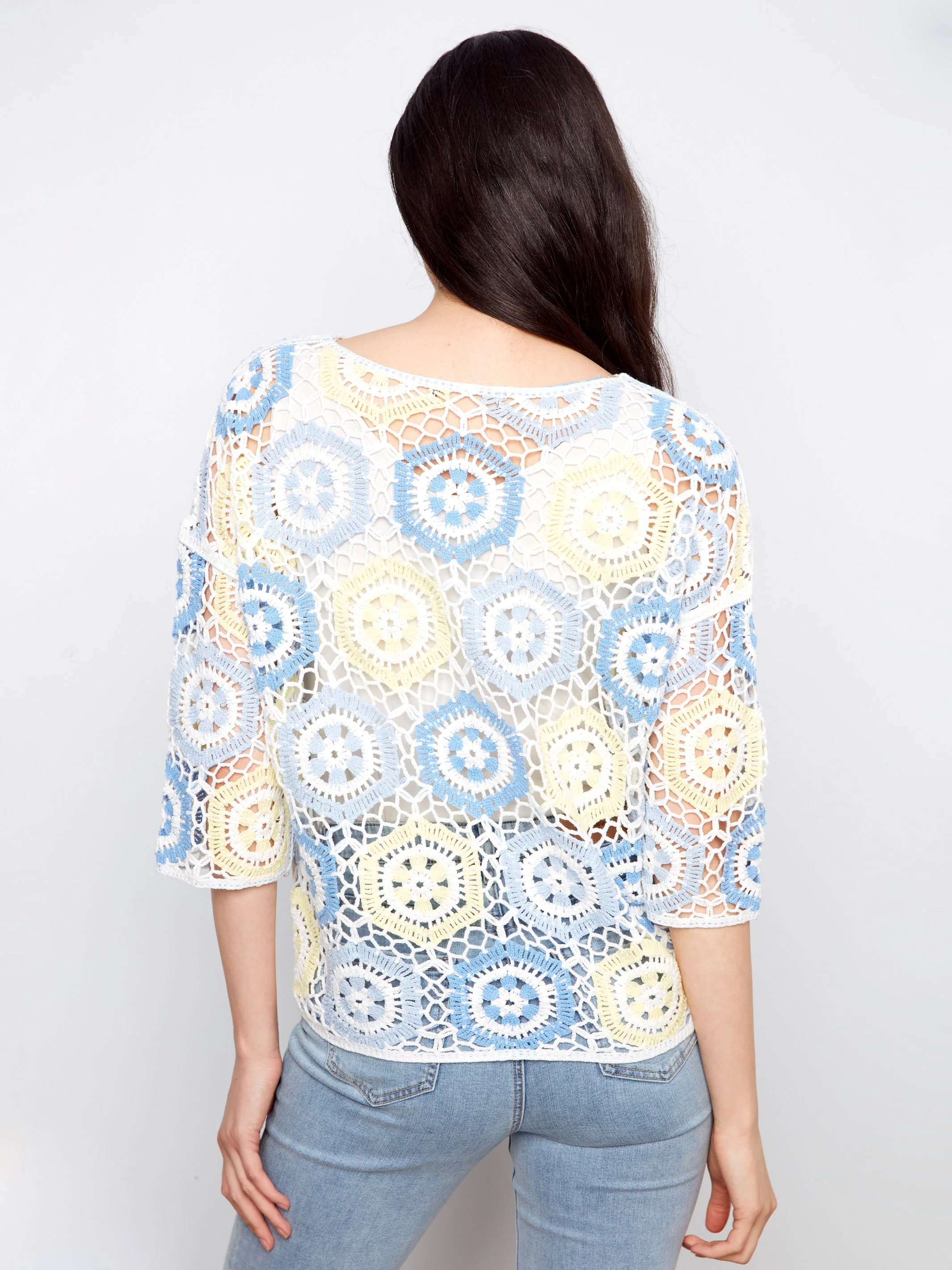 Geometric Hand-Crochet Top - Azure - Image 5