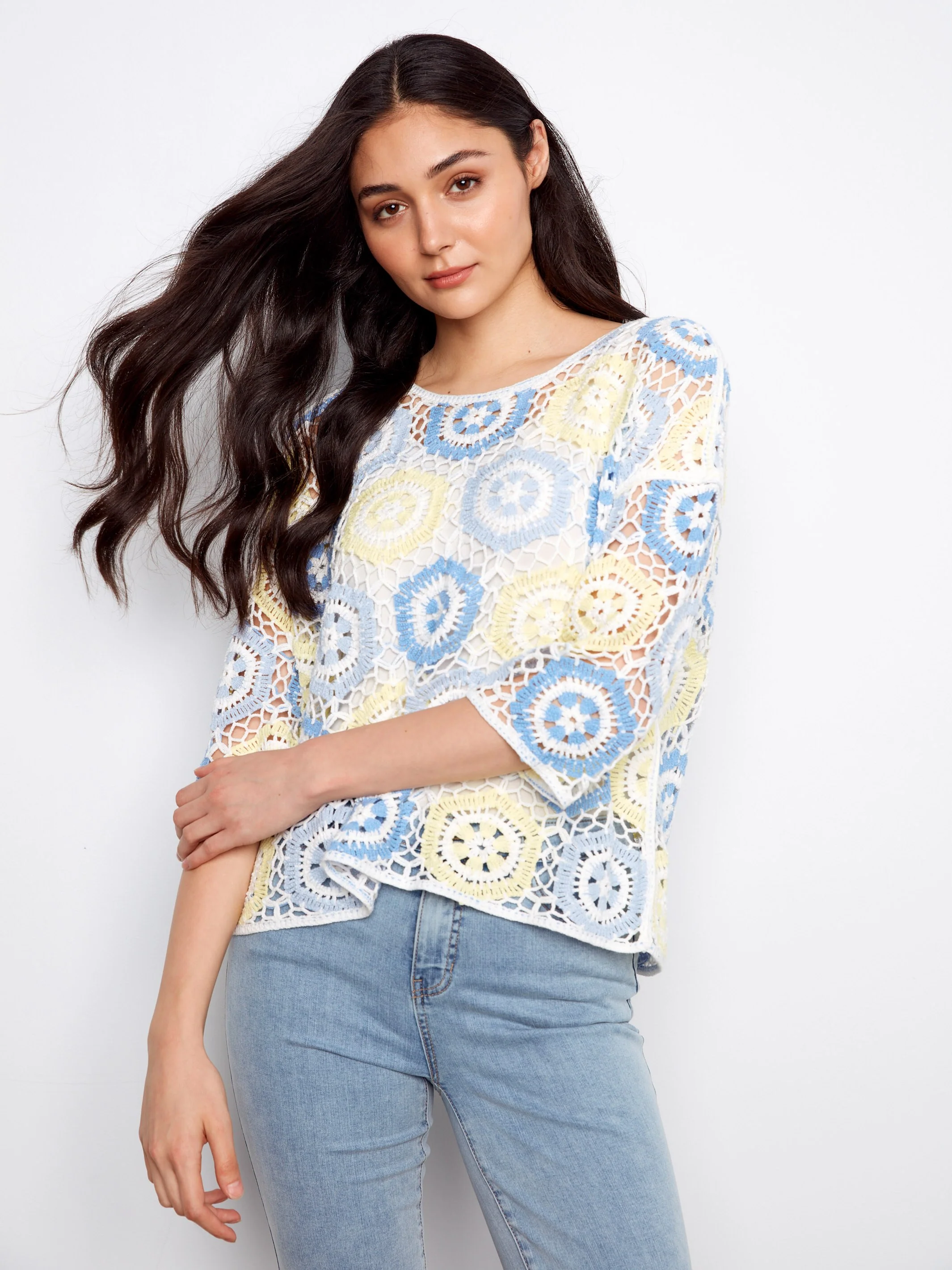 Geometric Hand-Crochet Top - Azure - Image 6