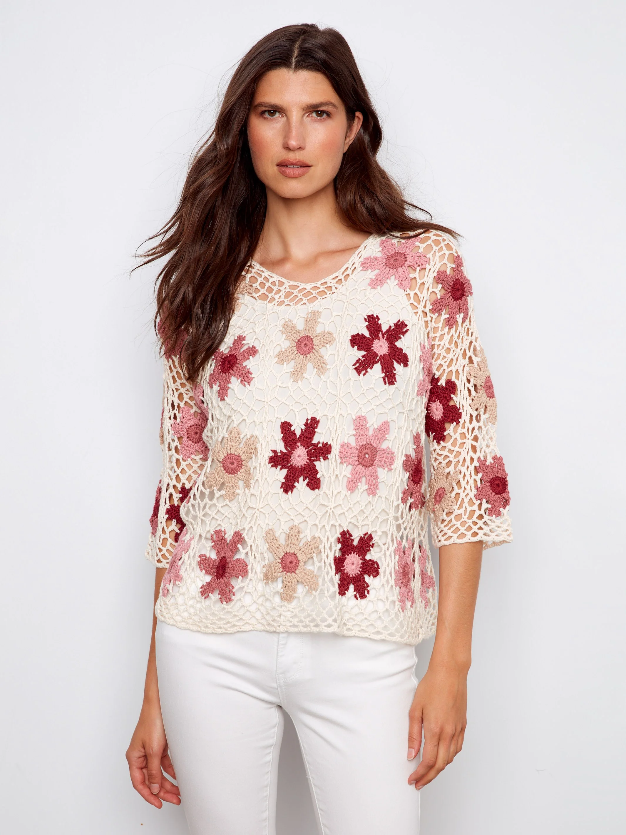 Floral Hand-Crochet Top - Carnation - Image 2