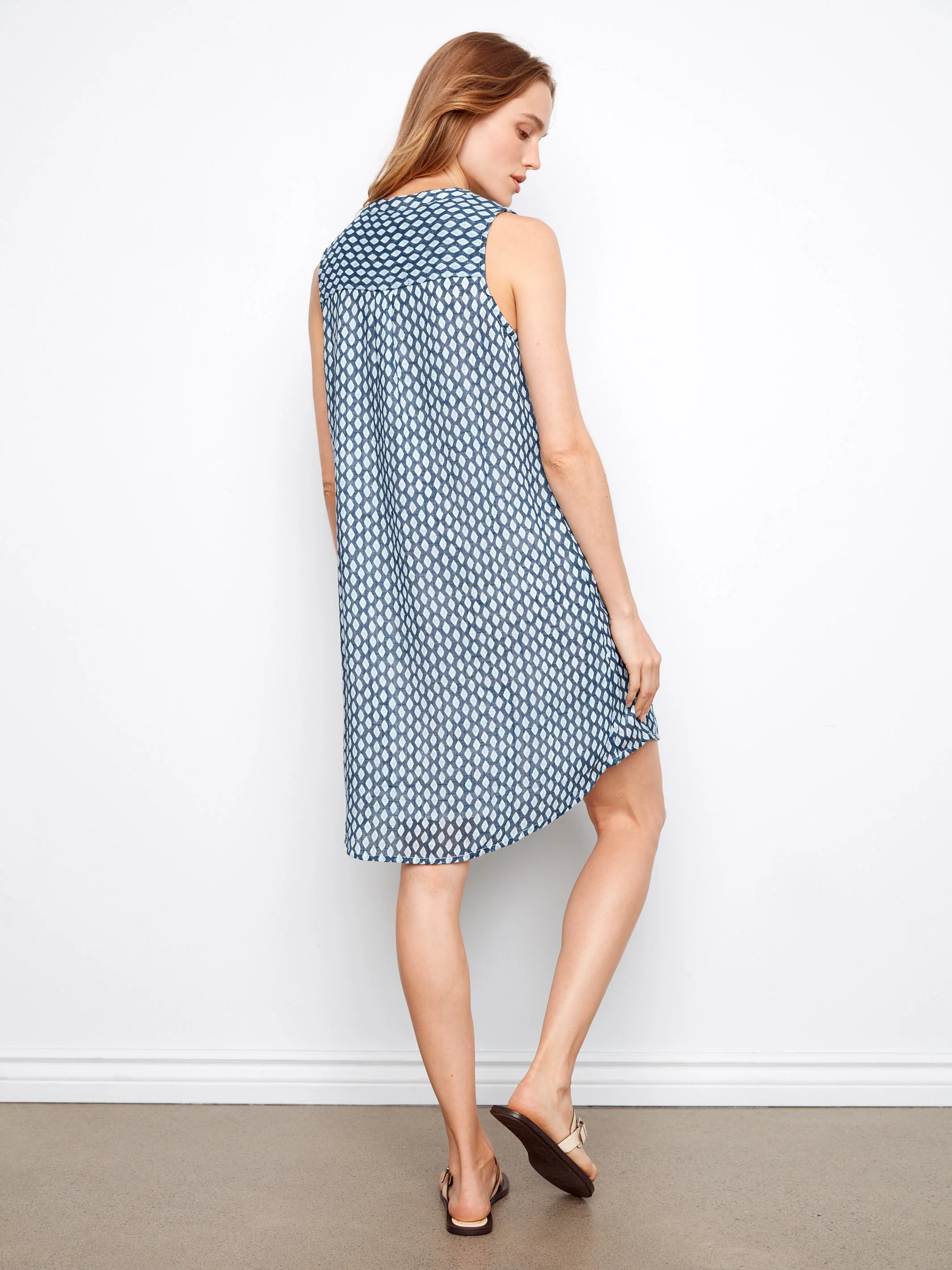 Henley Sleeveless Cotton Blend Dress - Mini - Image 5