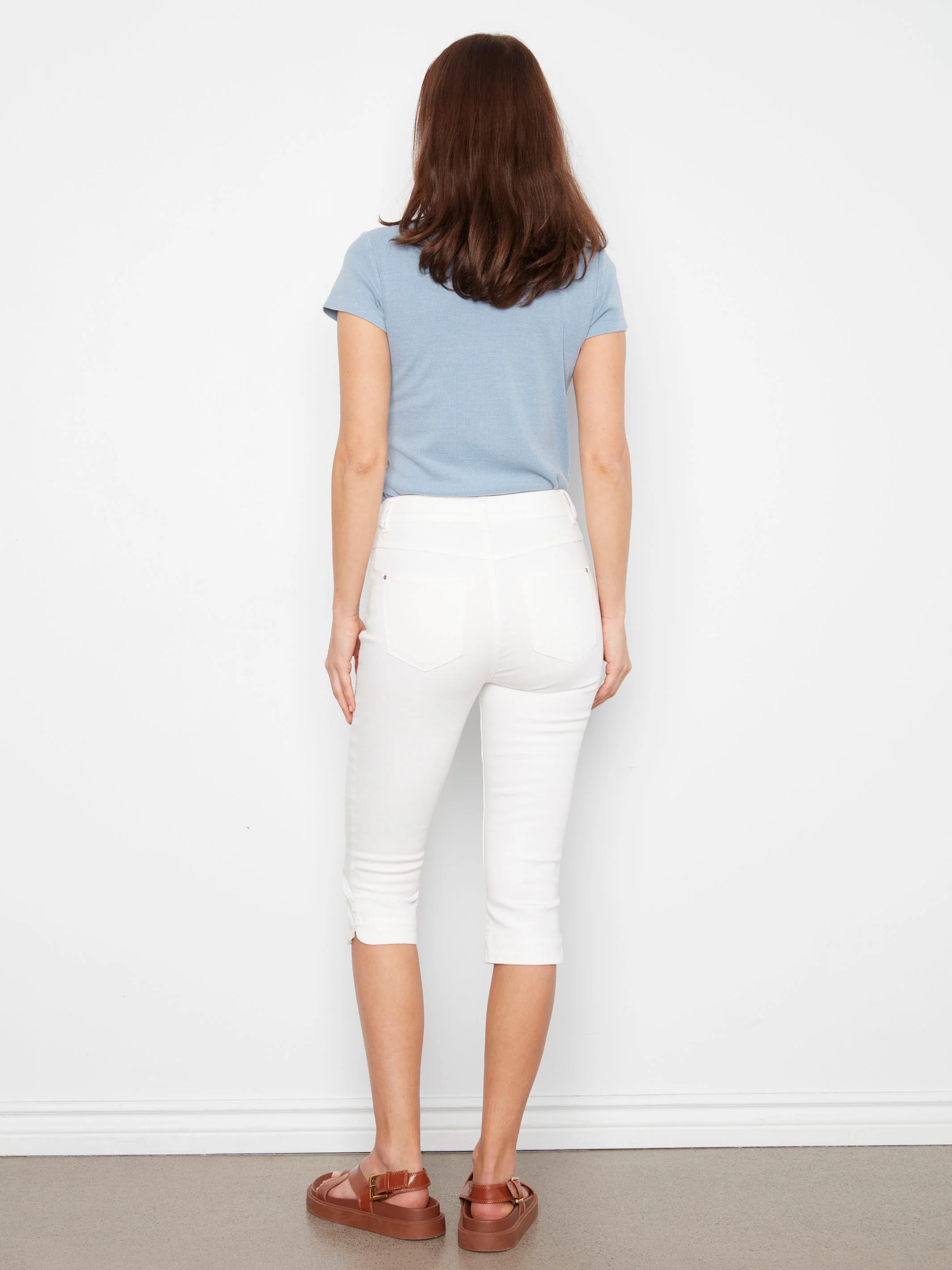 Knee High Capri Twill Pants - White - Image 4