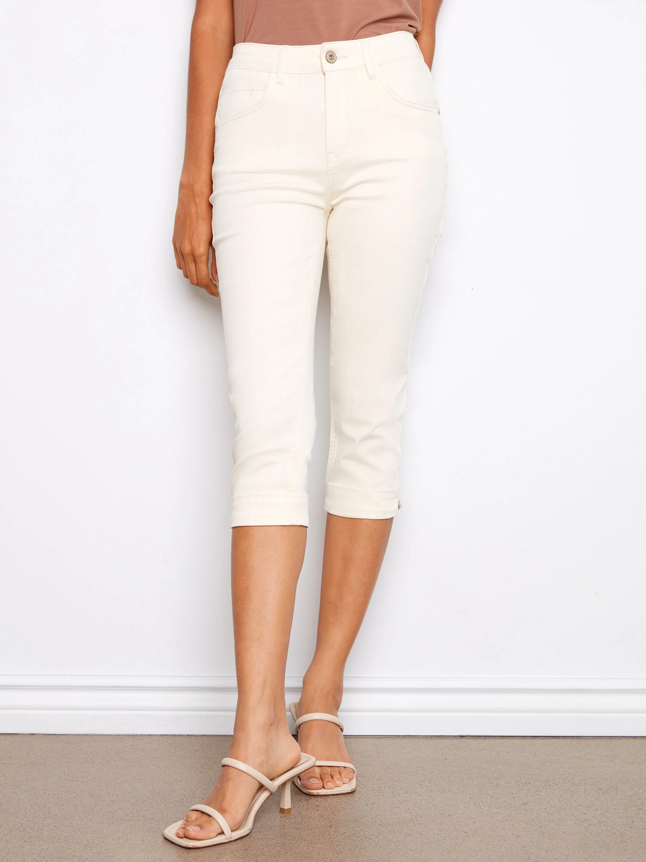 Knee High Capri Twill Pants - Natural - Image 2