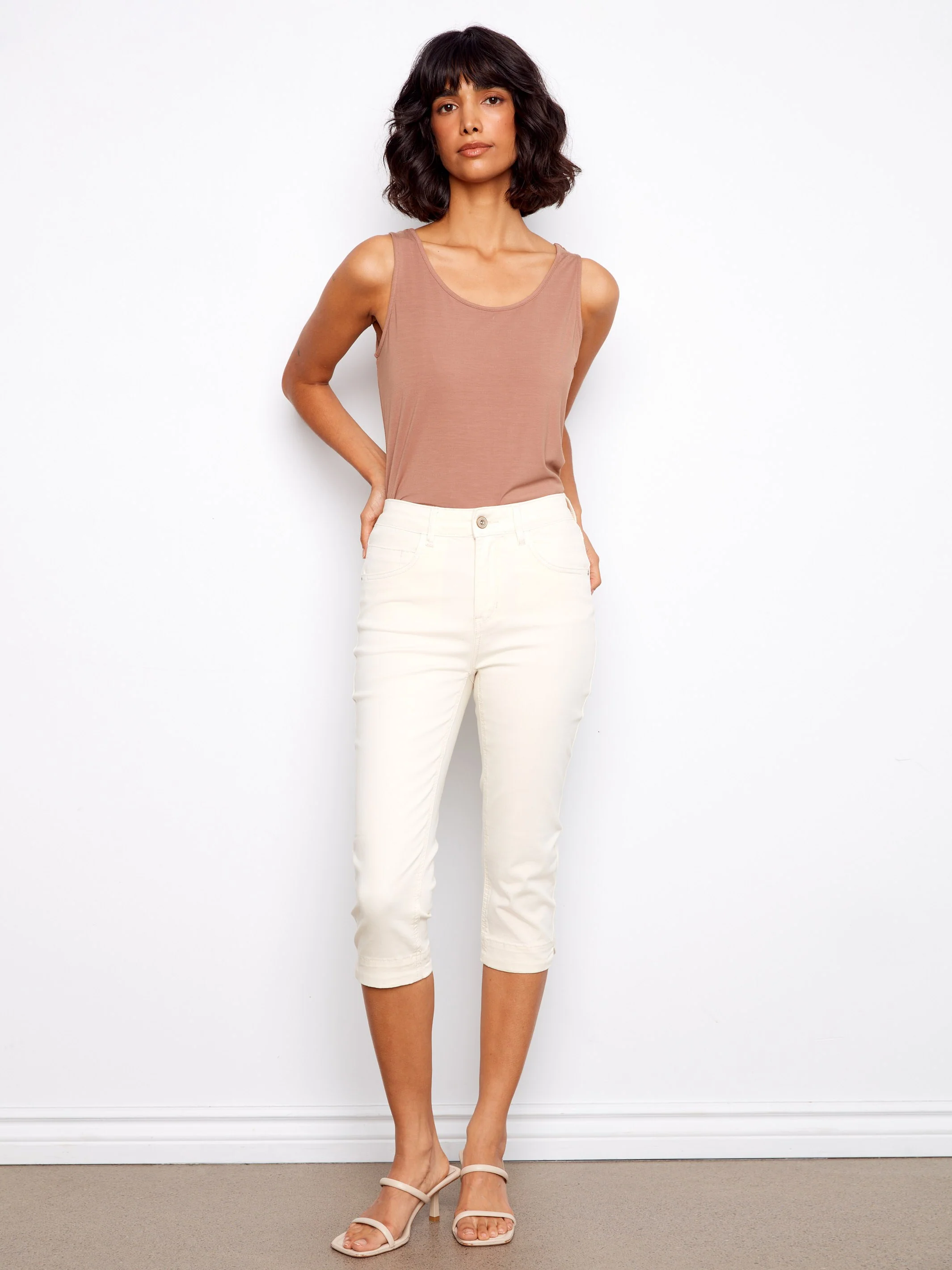 Knee High Capri Twill Pants - Natural - Image 4