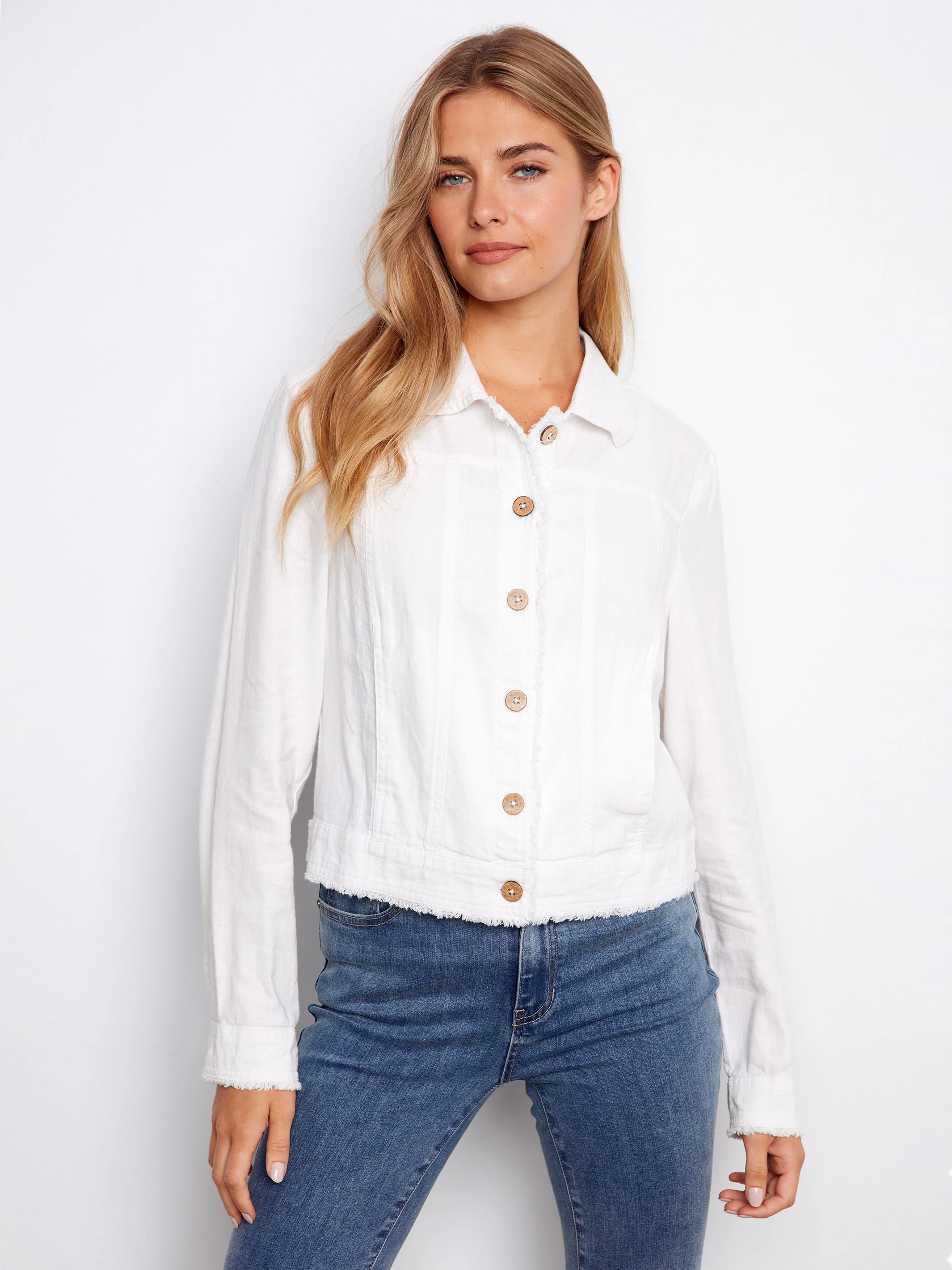 Linen Blend Jacket - White - Image 4