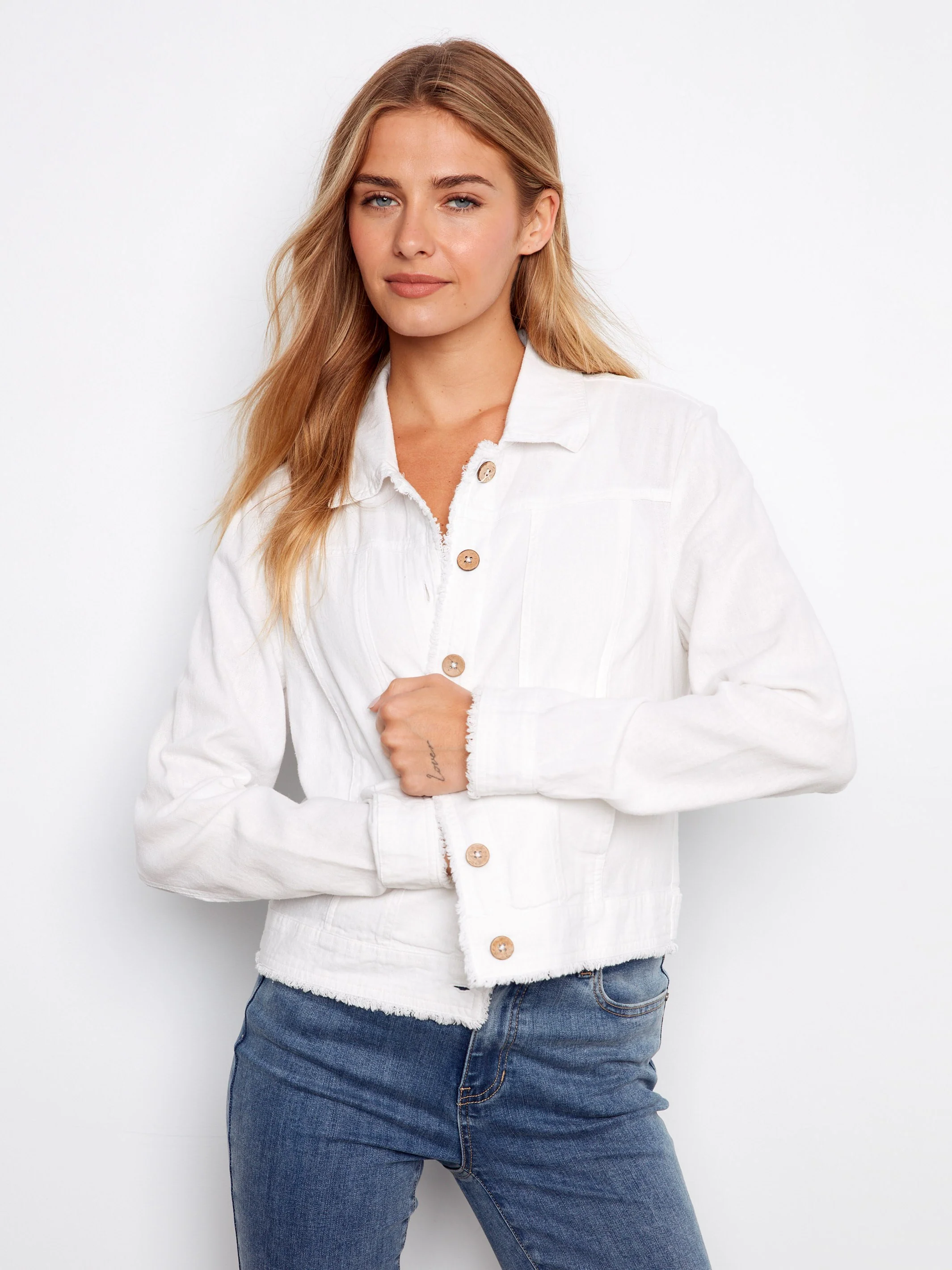 Linen Blend Jacket - White - Image 6