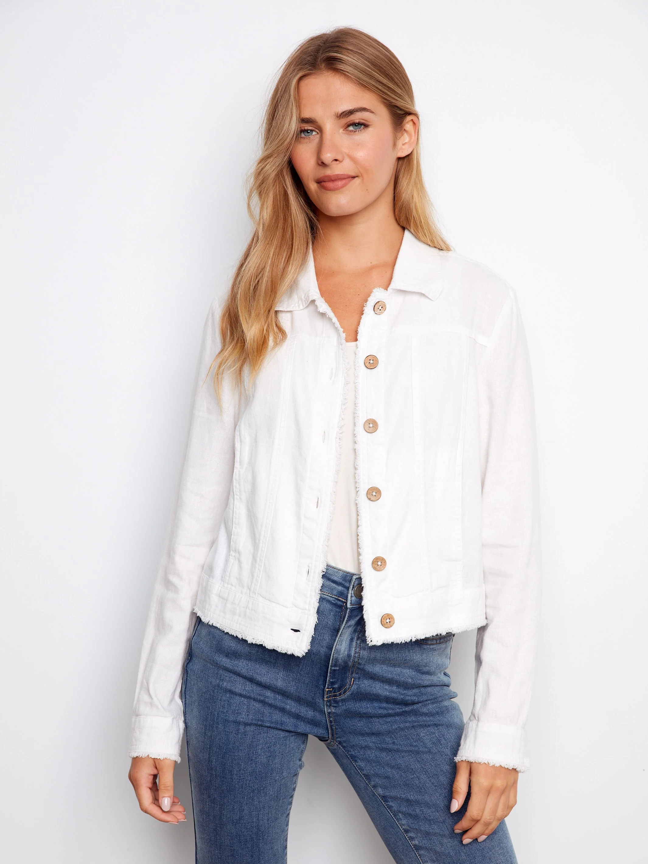 Linen Blend Jacket - White - Image 7