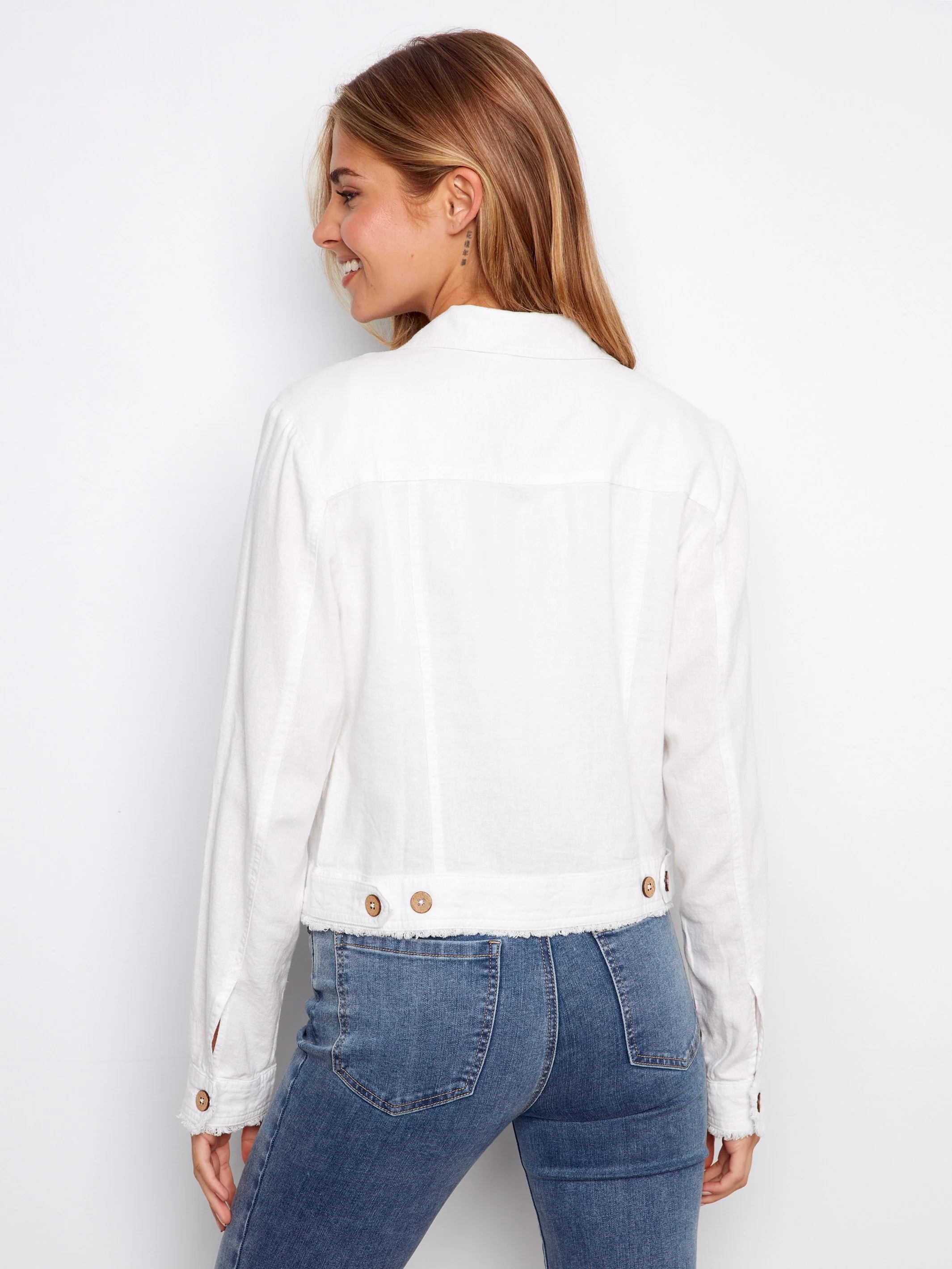 Linen Blend Jacket - White - Image 8