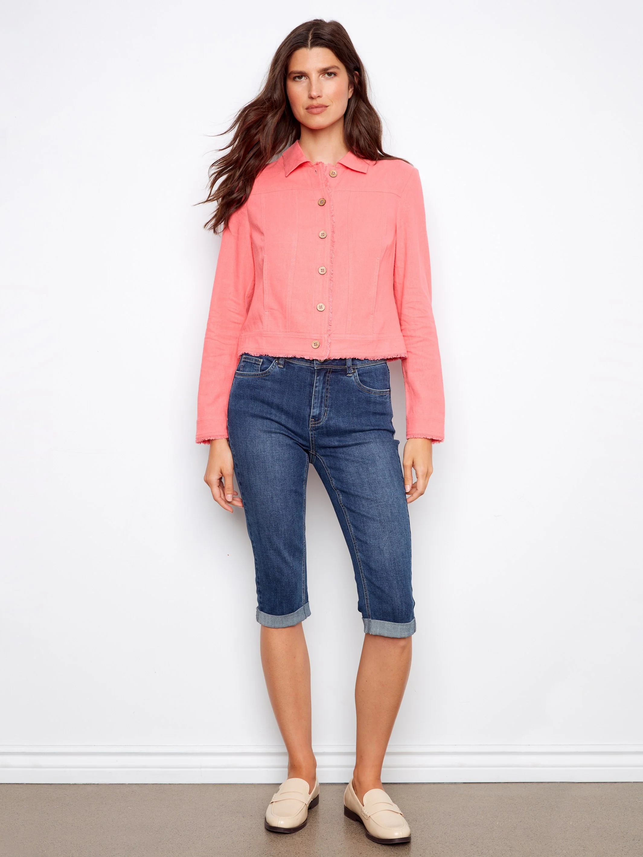 Linen Blend Jacket - Sorbet - Image 3