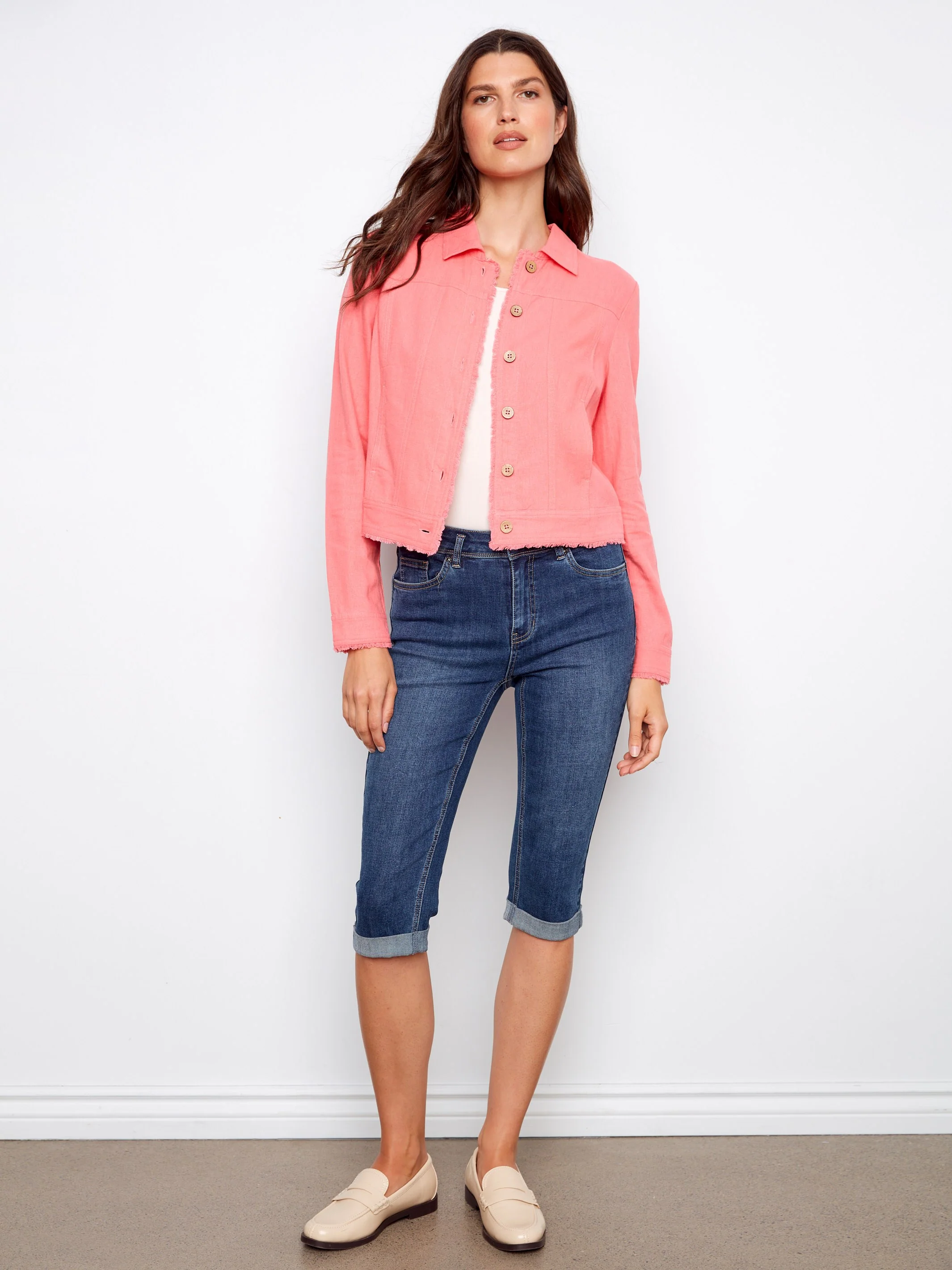 Linen Blend Jacket - Sorbet - Image 4