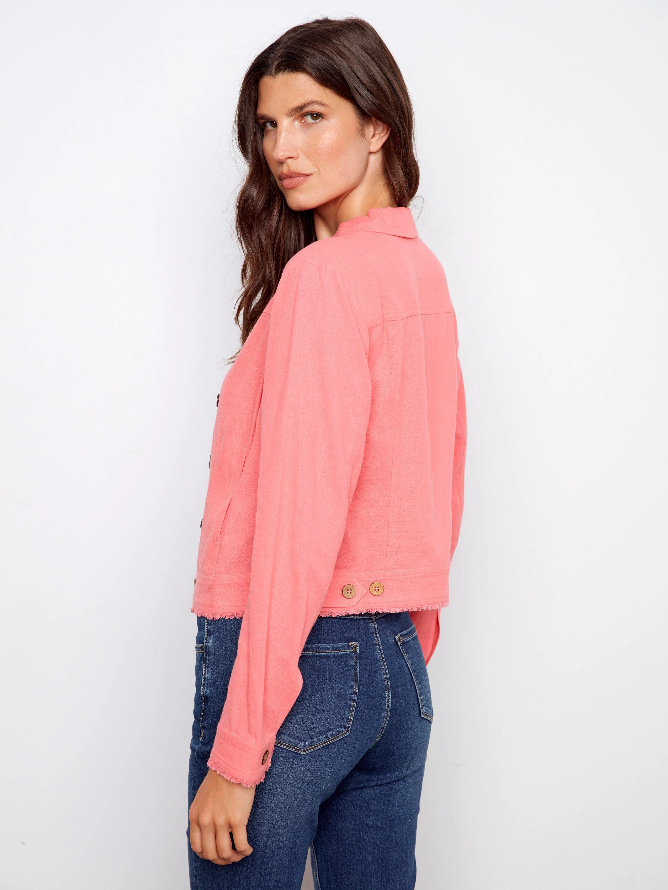 Linen Blend Jacket - Sorbet - Image 5