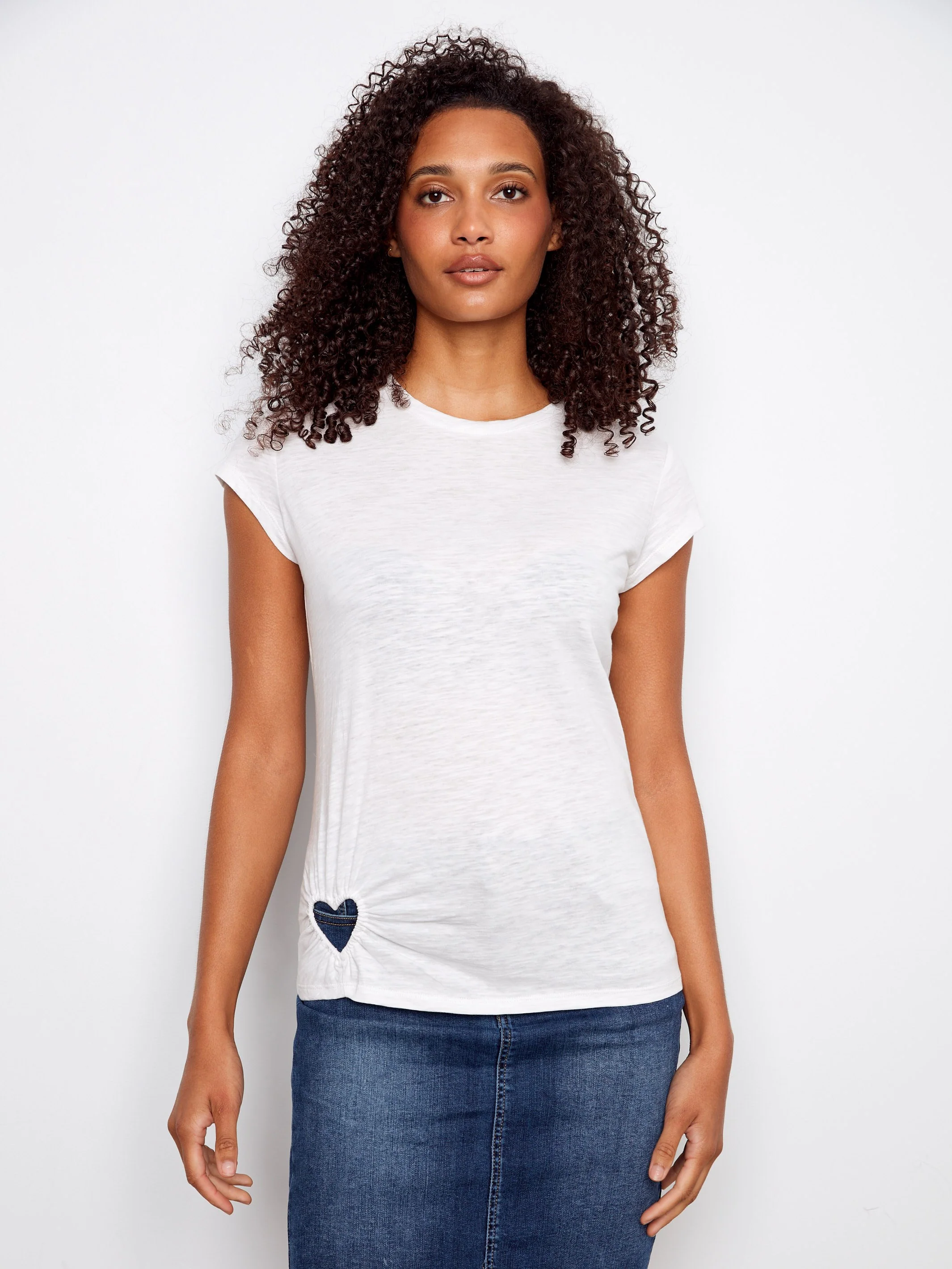 Organic Cotton T-Shirt With Heart Cut-Out - White - Image 4
