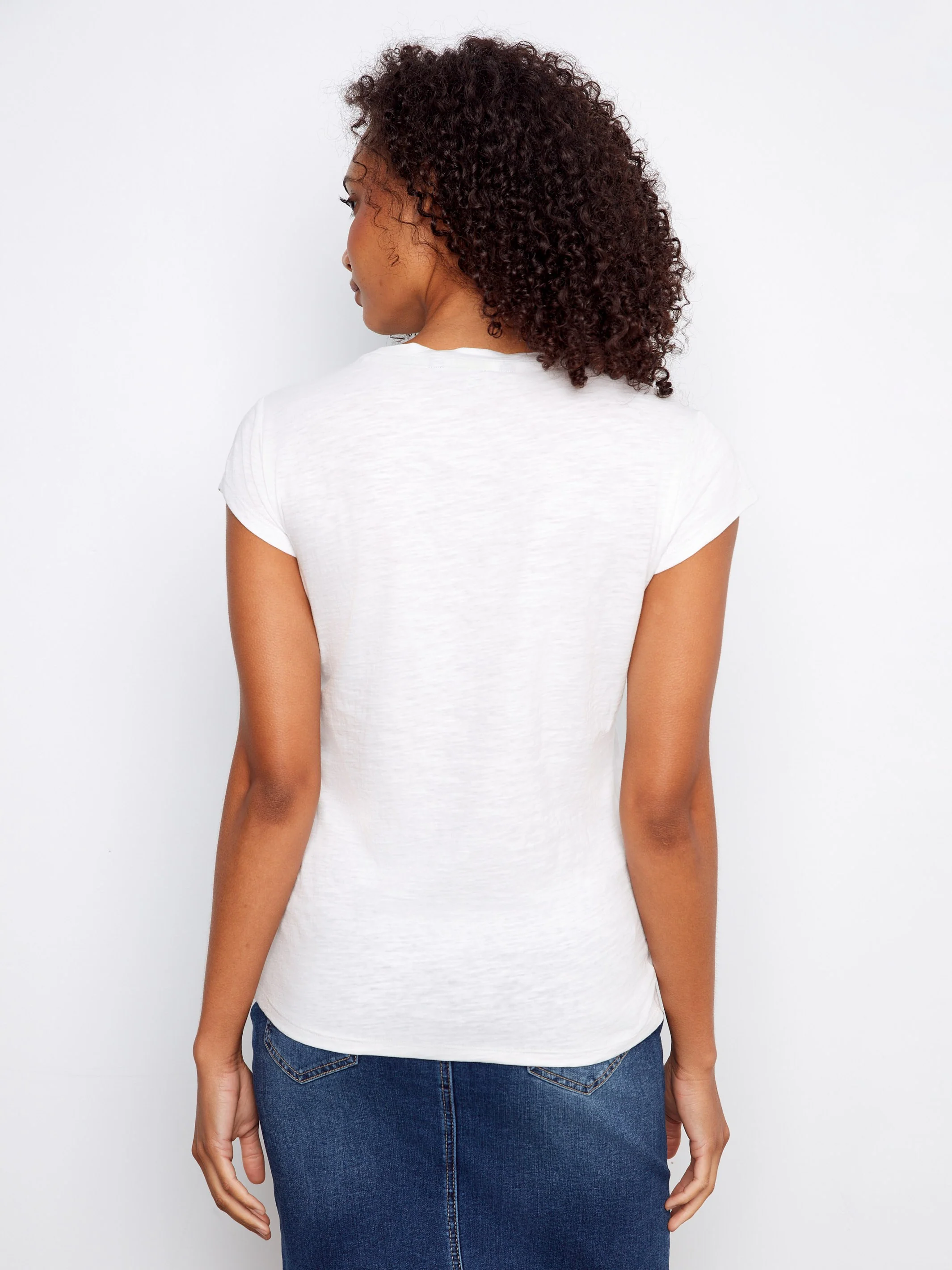 Organic Cotton T-Shirt With Heart Cut-Out - White - Image 5