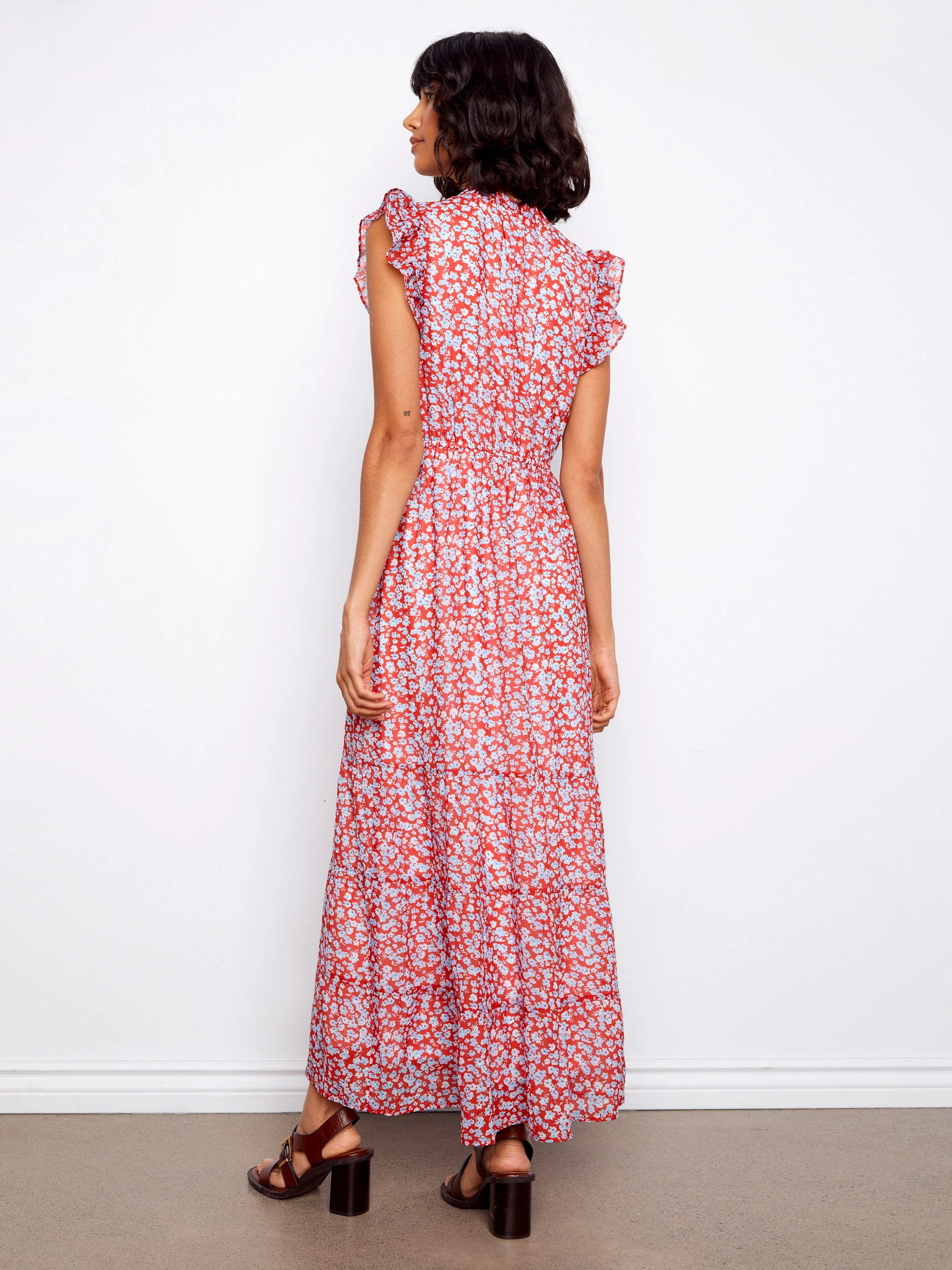 Printed Chiffon Sleeveless Maxi Dress - Dixie - Image 4