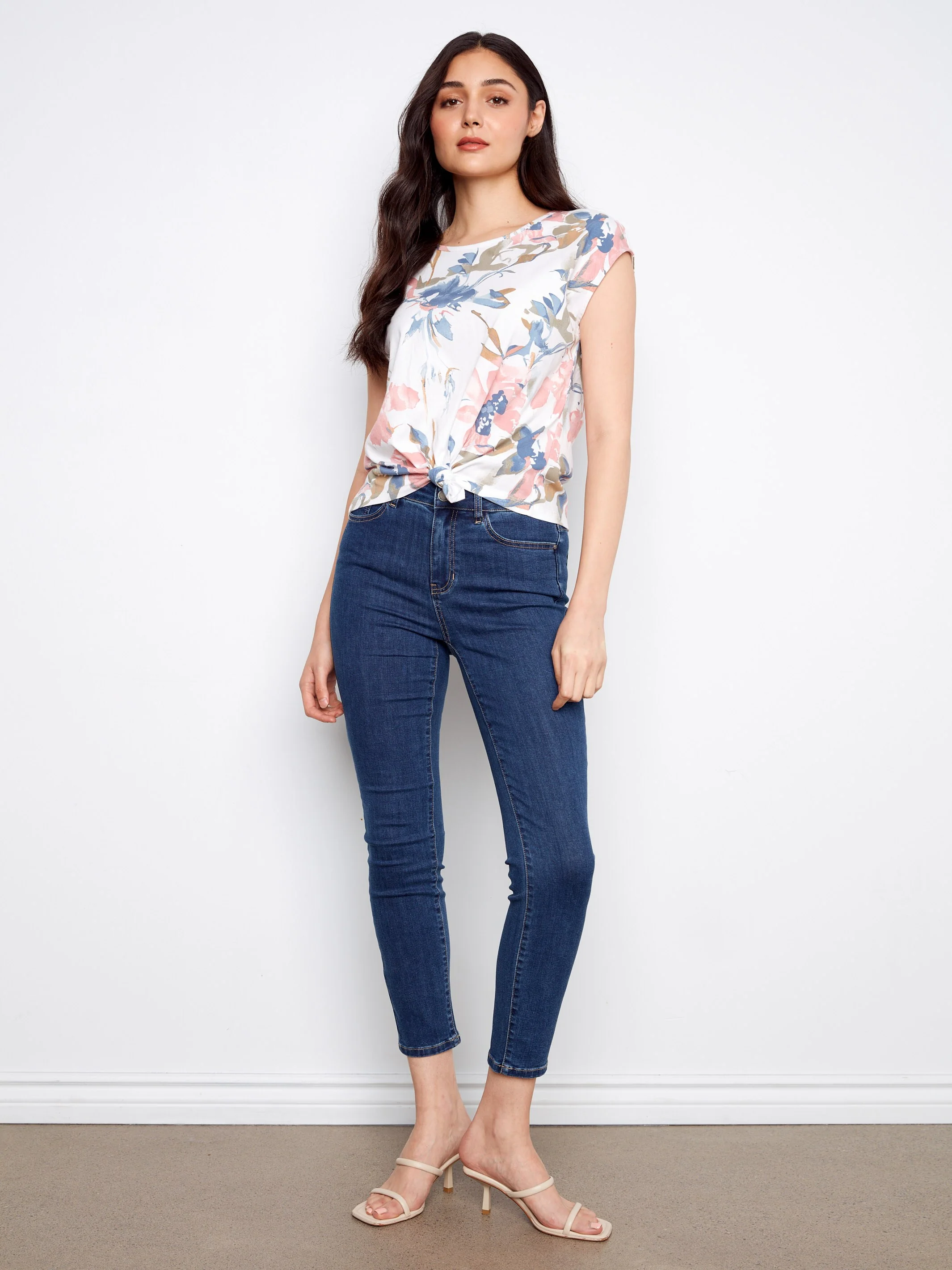 Printed Cotton Front Knot Top - Artist - Image 3