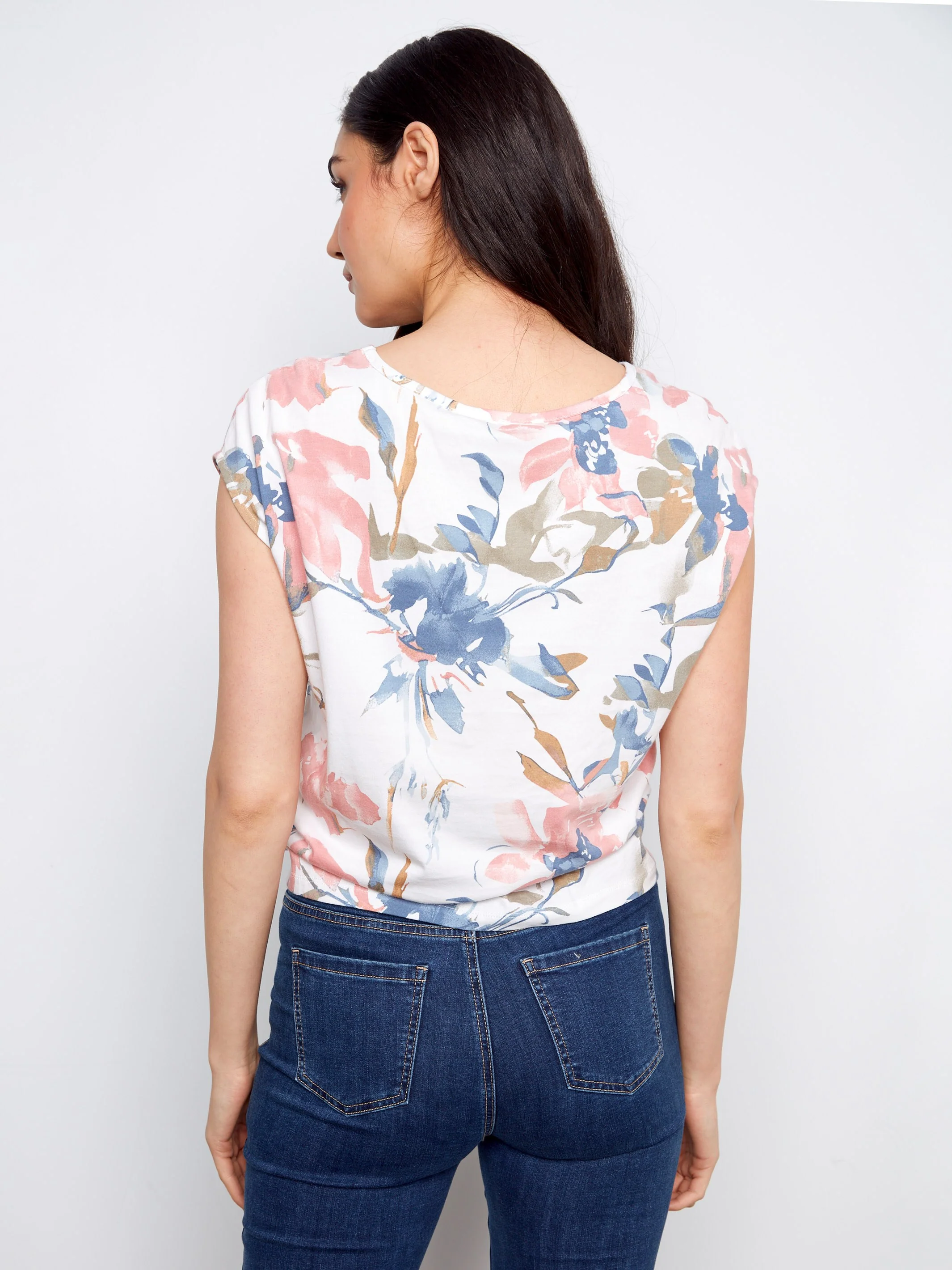 Printed Cotton Front Knot Top - Artist - Image 5