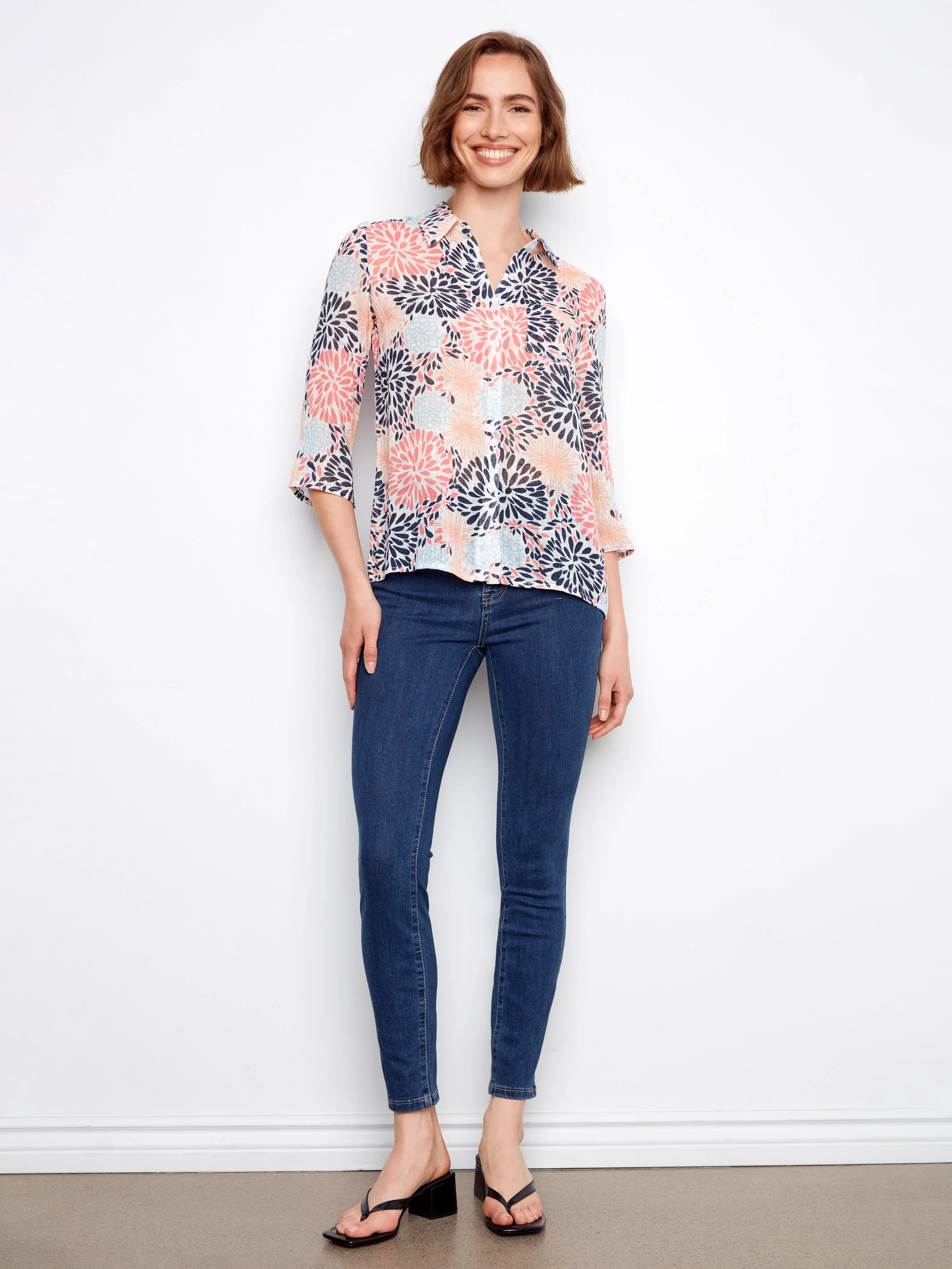 Printed Cotton Gauze Button-Up Shirt - Fireworks - Image 2