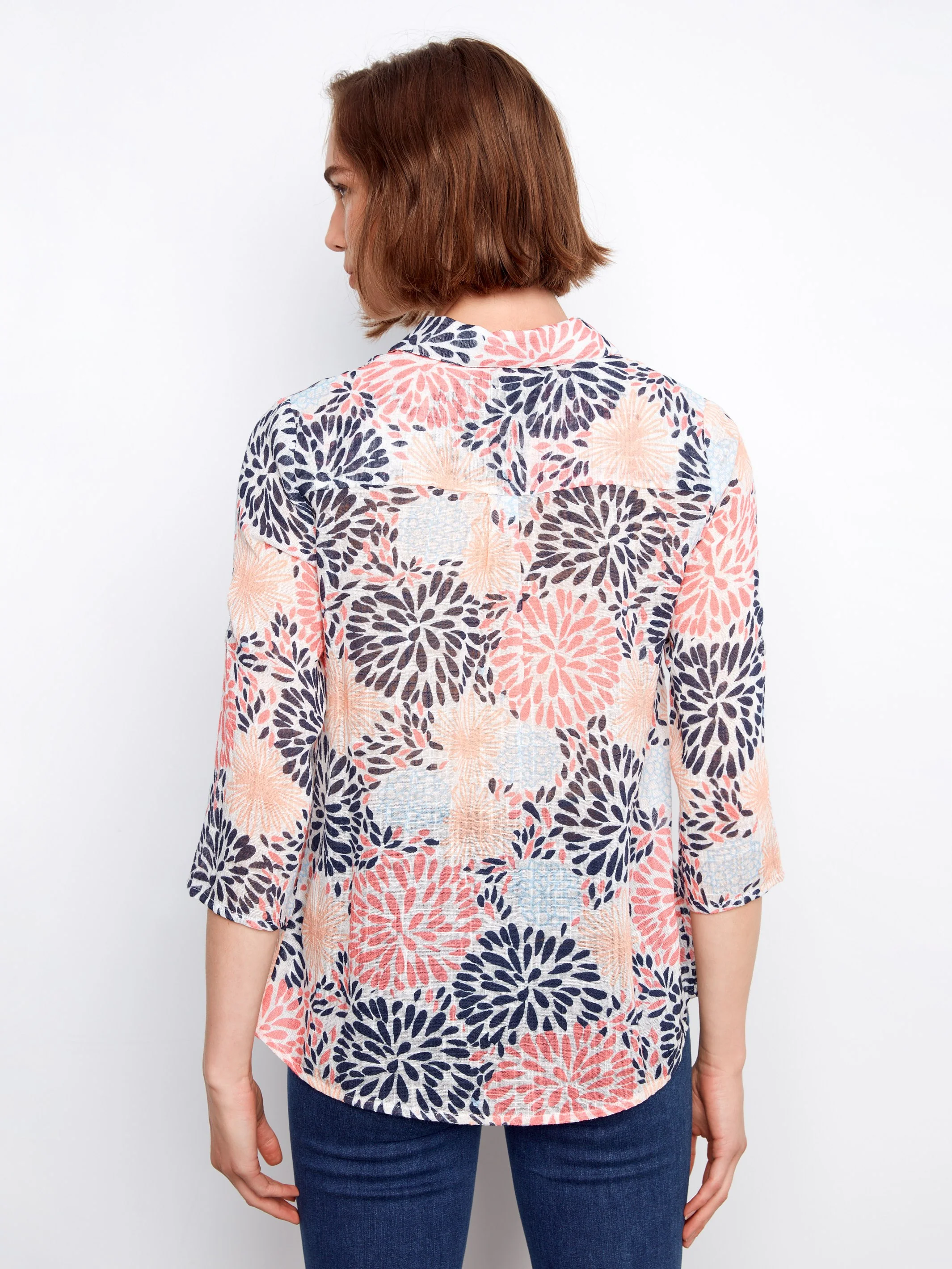 Printed Cotton Gauze Button-Up Shirt - Fireworks - Image 3