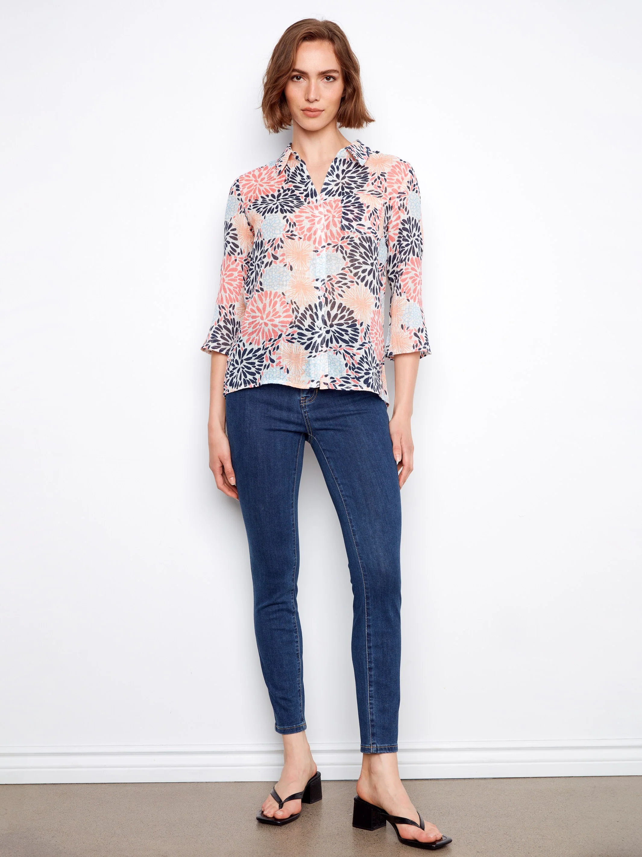 Printed Cotton Gauze Button-Up Shirt - Fireworks - Image 4