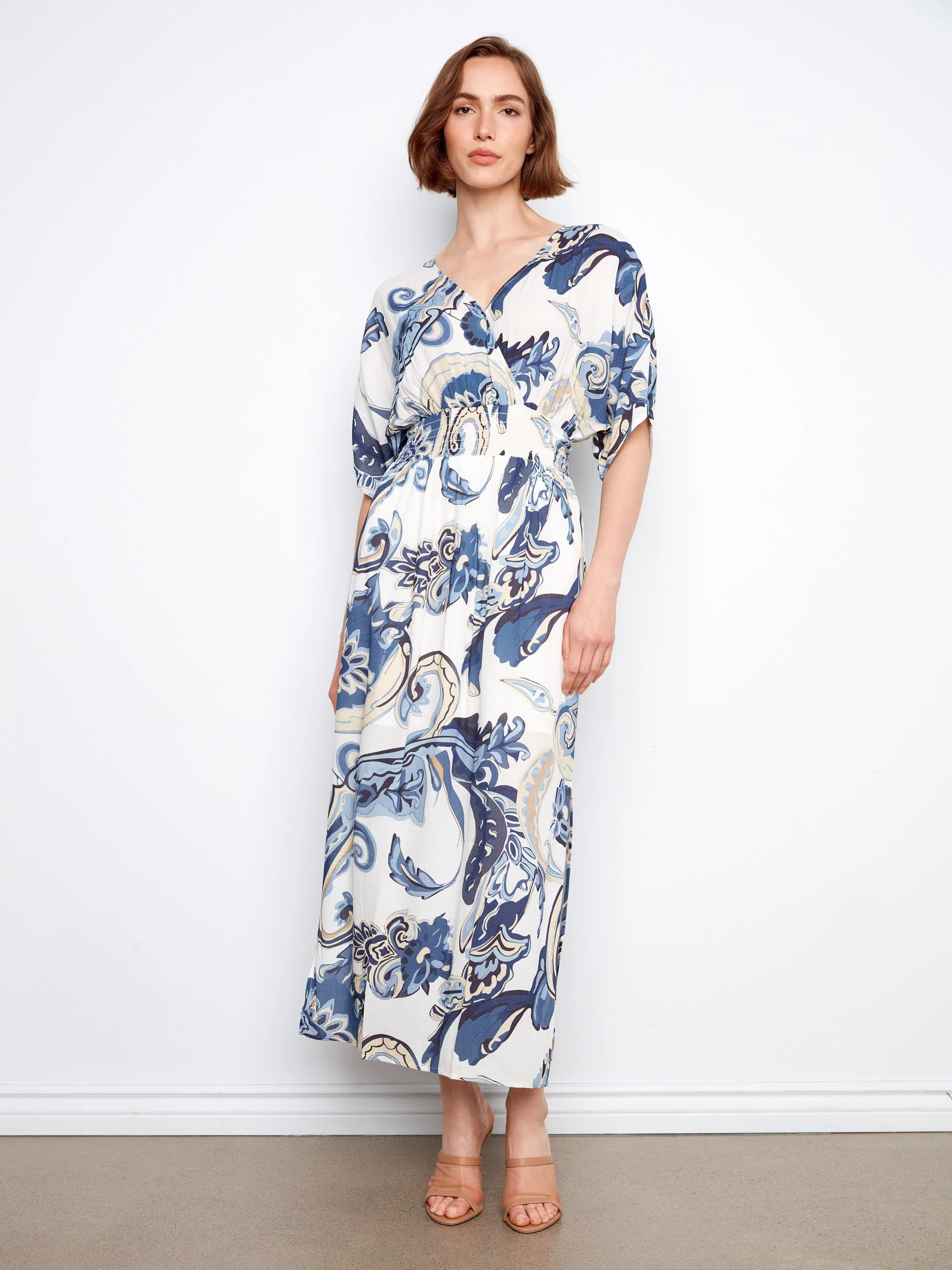 Printed Dolman Sleeve Maxi Dress - Paisley