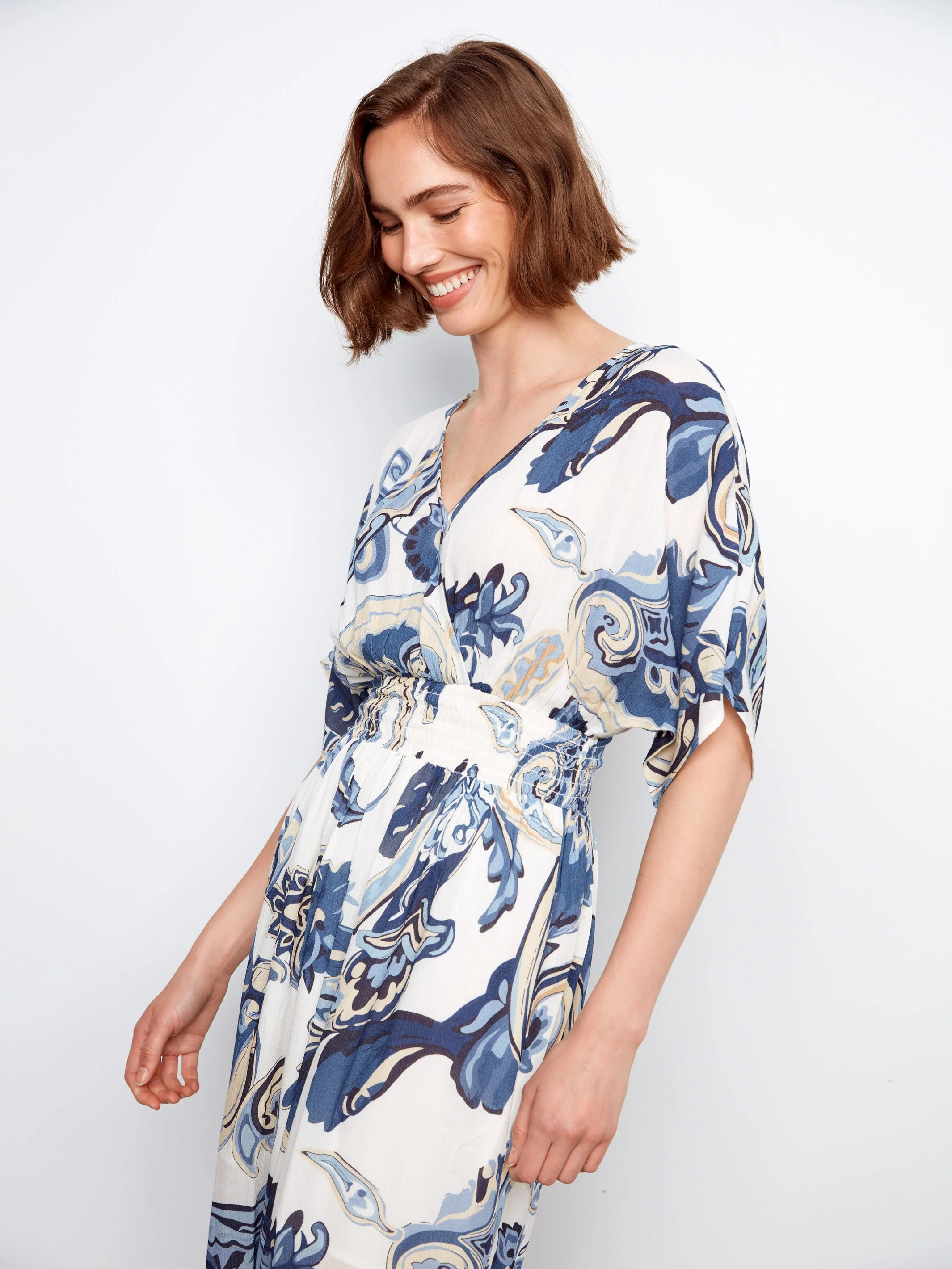 Printed Dolman Sleeve Maxi Dress - Paisley - Image 3