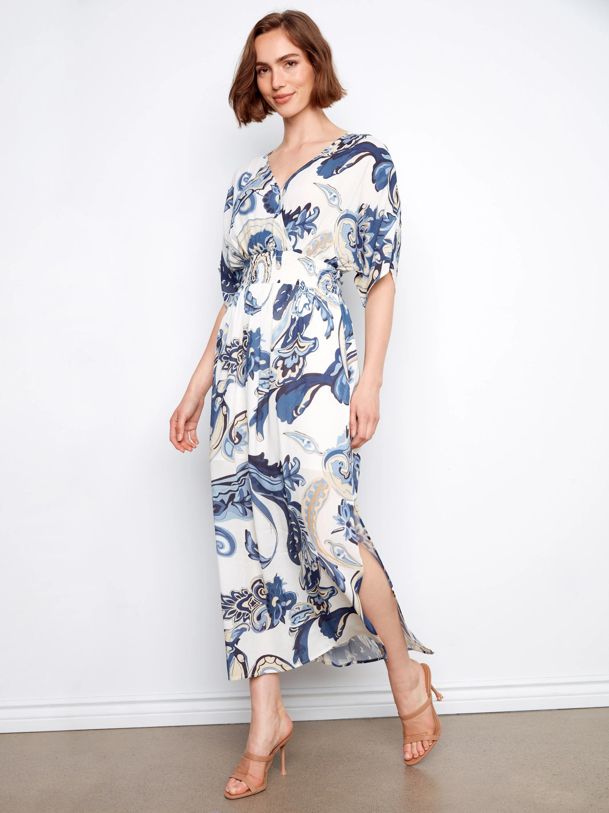 Printed Dolman Sleeve Maxi Dress - Paisley - Image 4