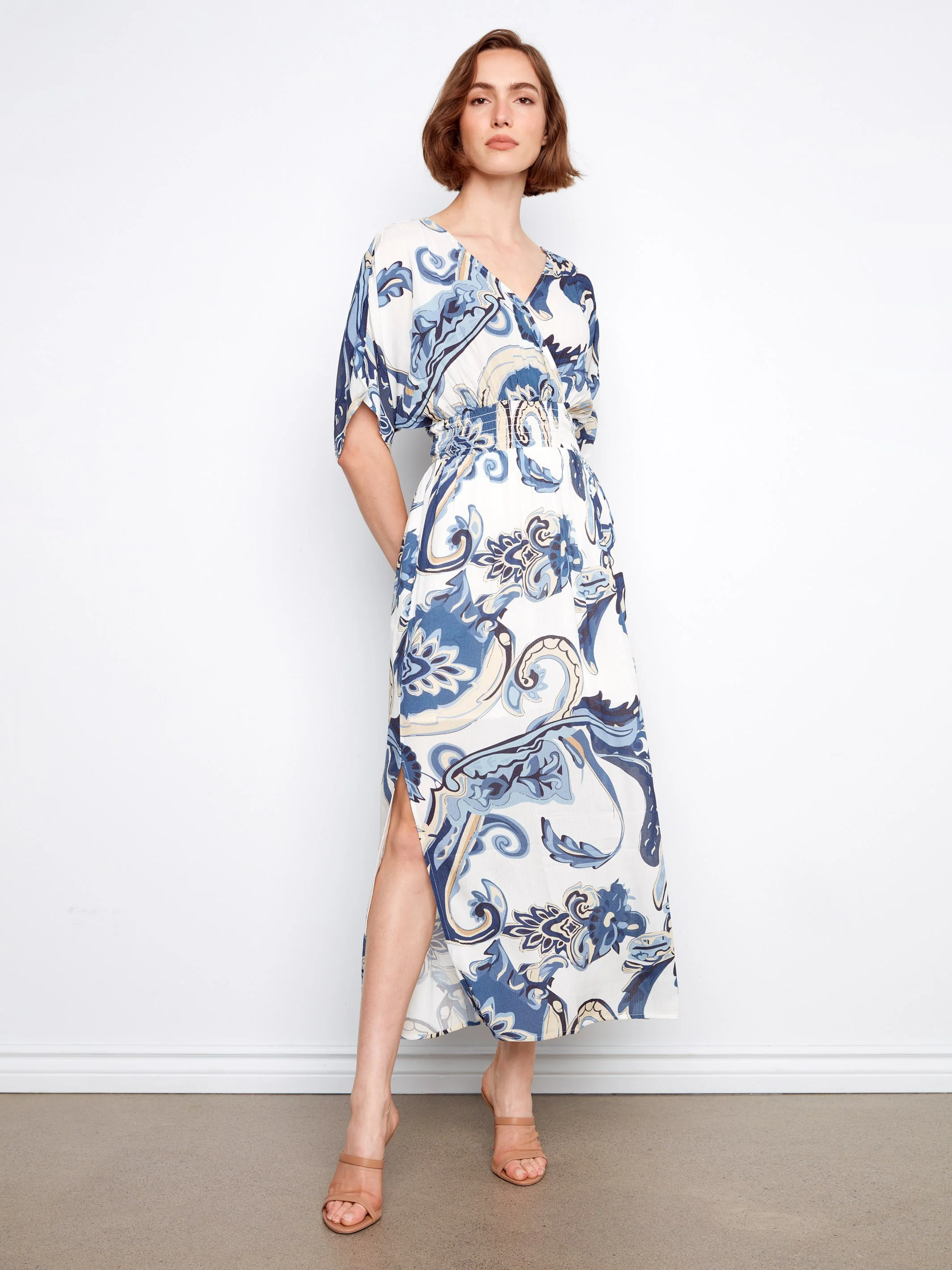 Printed Dolman Sleeve Maxi Dress - Paisley - Image 5